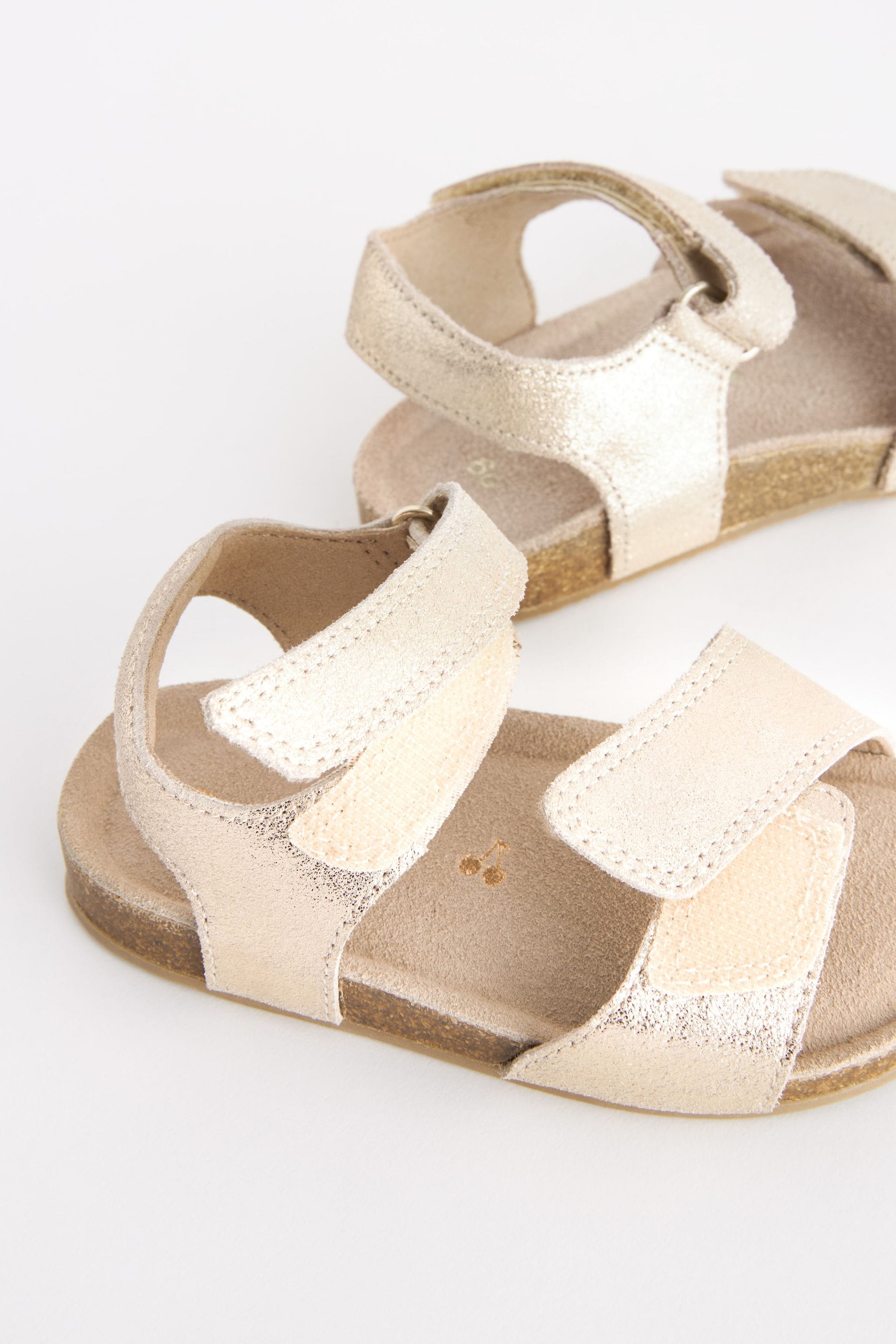 Gold Metallic Leather Corkbed Sandals