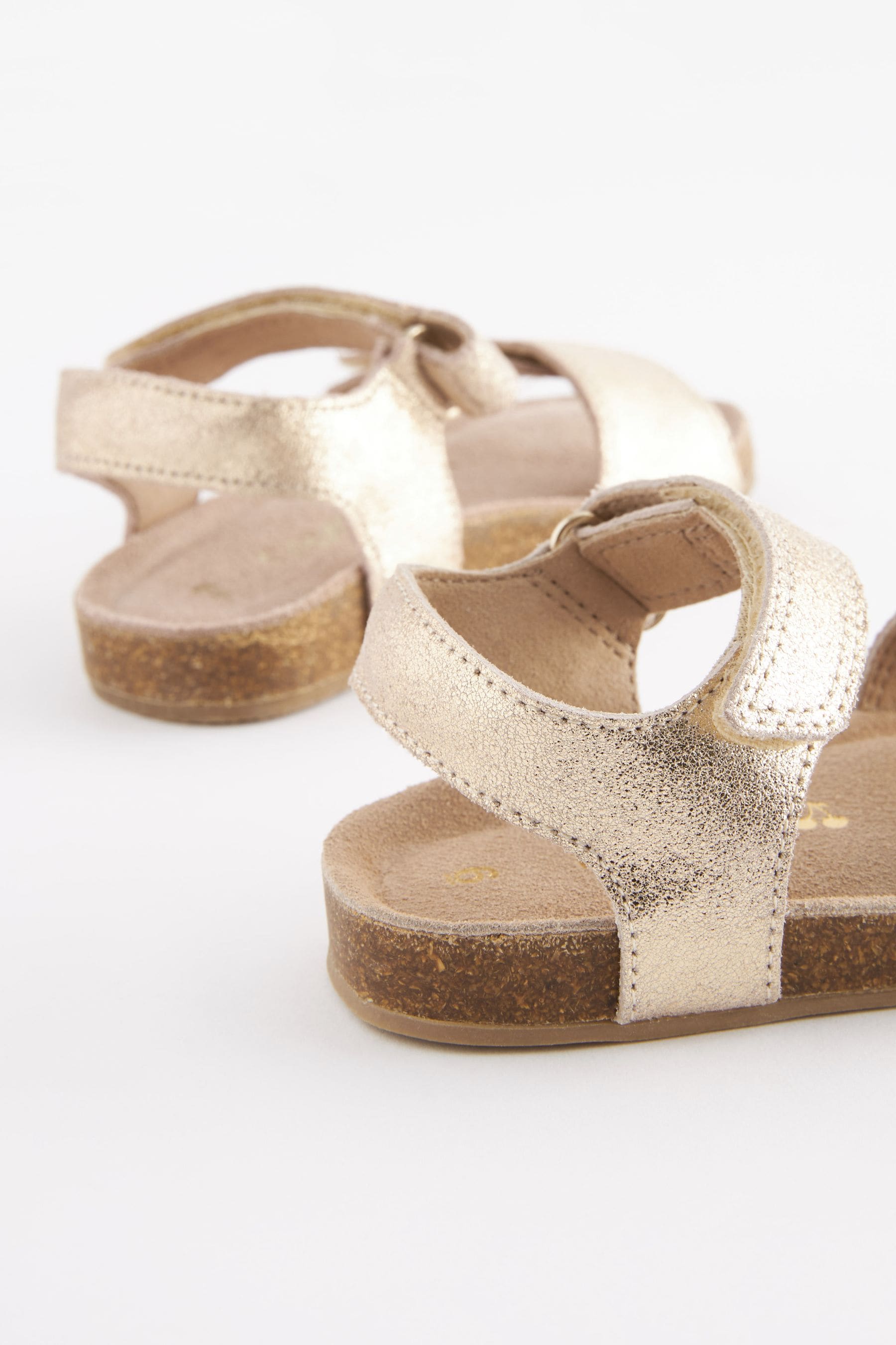 Gold Metallic Leather Corkbed Sandals