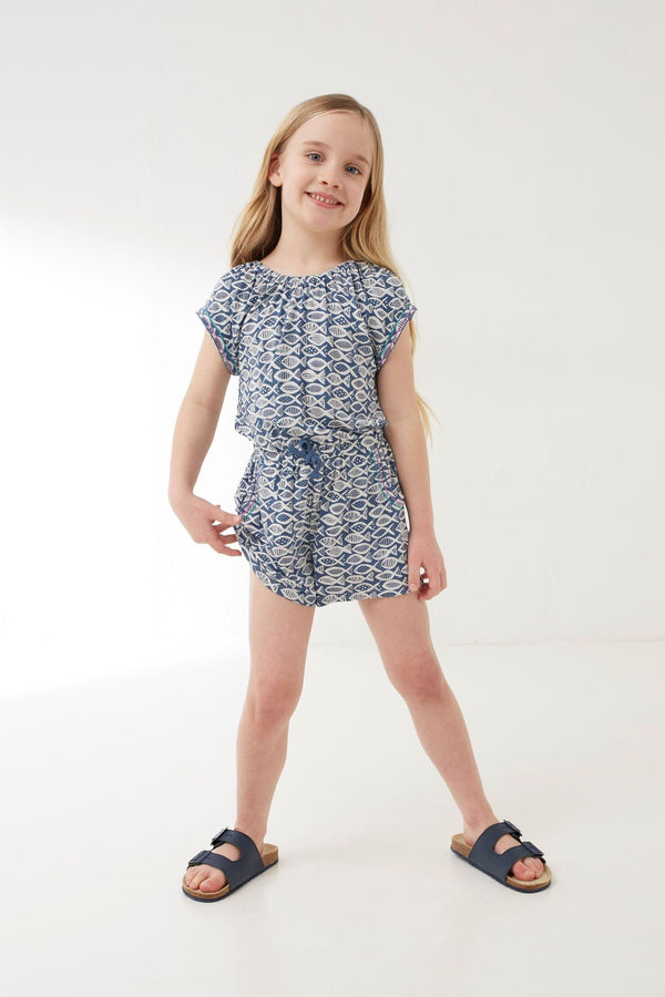 FatFace Blue Elara Fish Print Playsuit