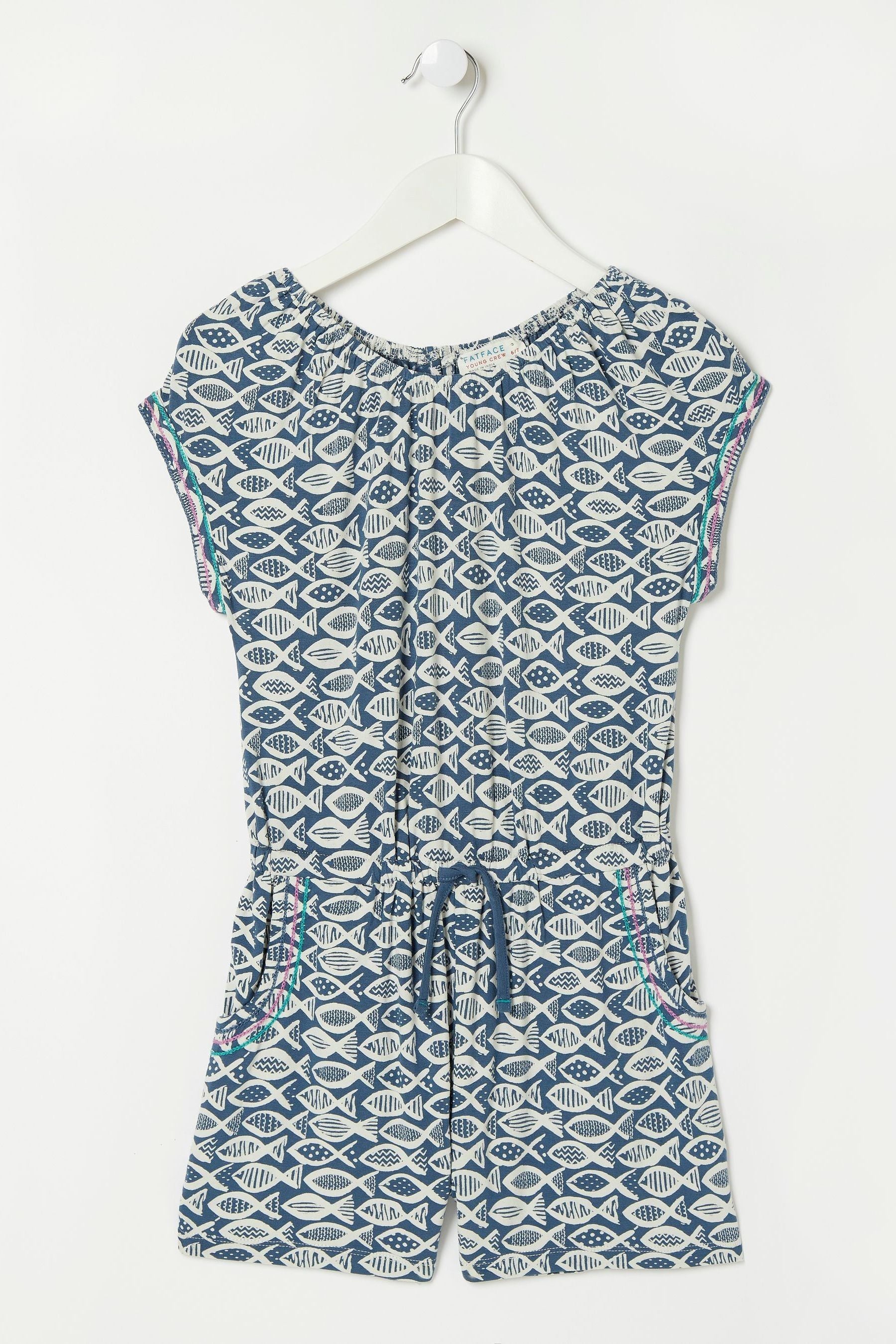 FatFace Blue Elara Fish Print Playsuit