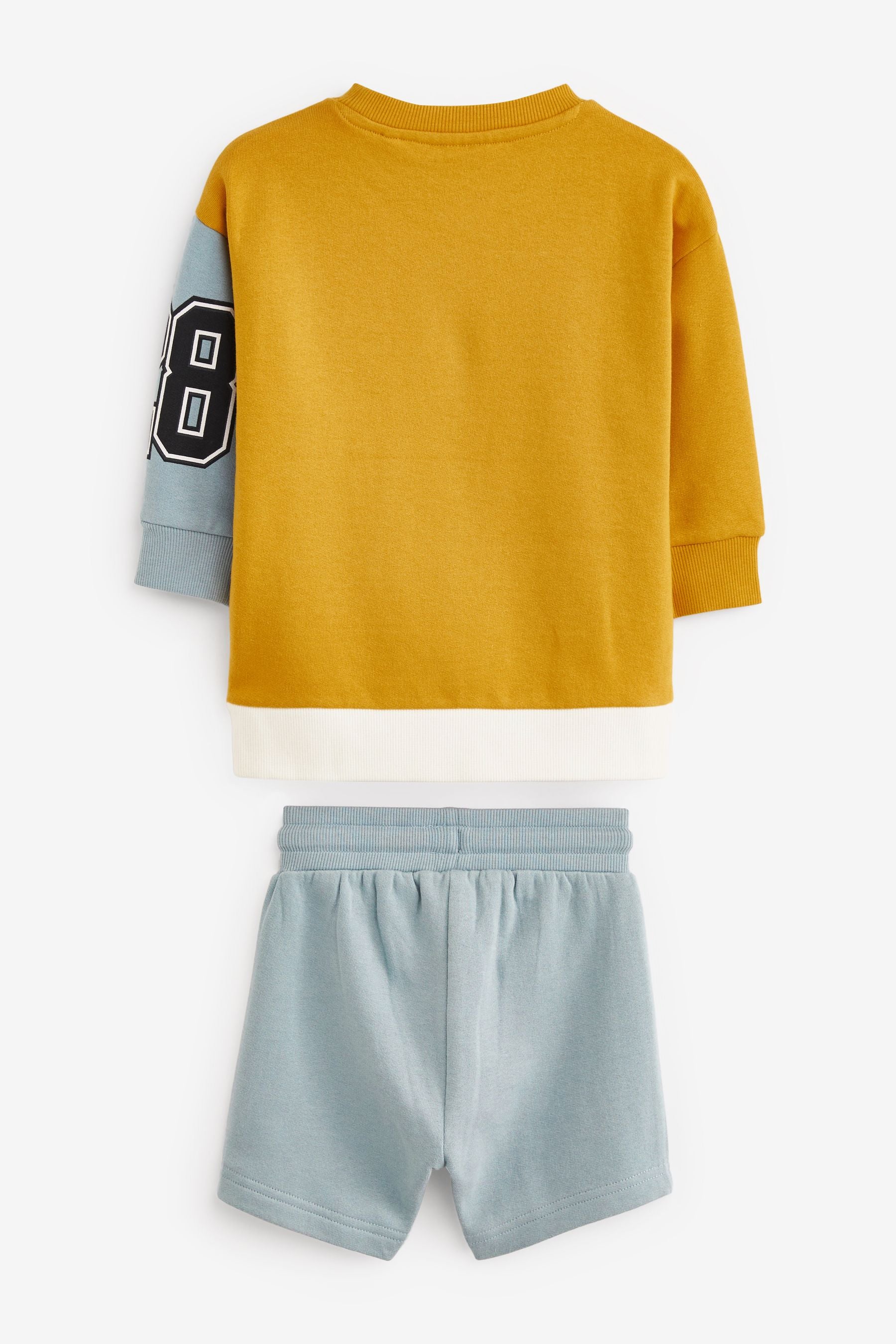 Yellow/Blue Mickey Mouse Colourblock Sweatshirt and Shorts Set (3mths-8yrs)