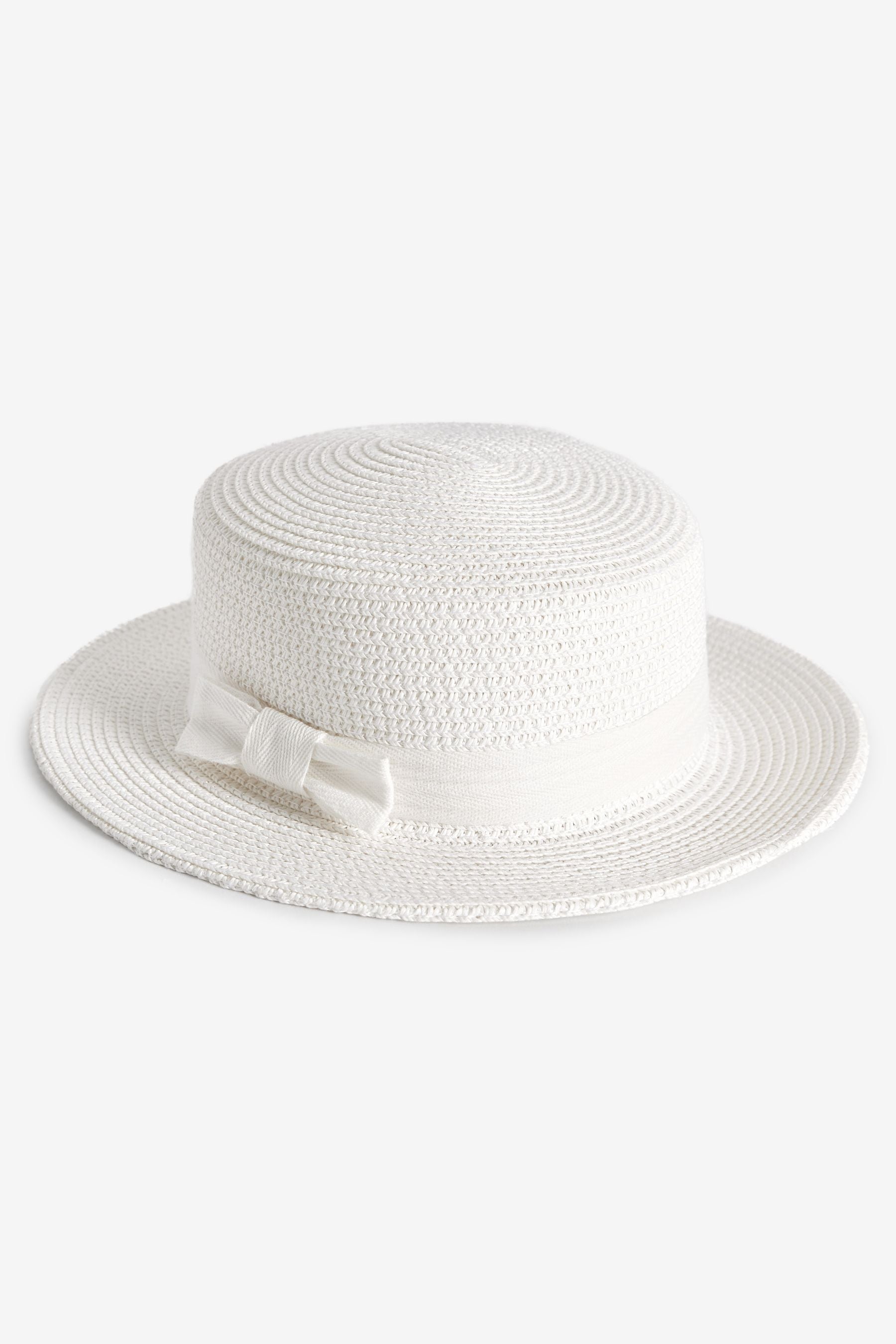 White Straw Boater Hat (3mths-6yrs)