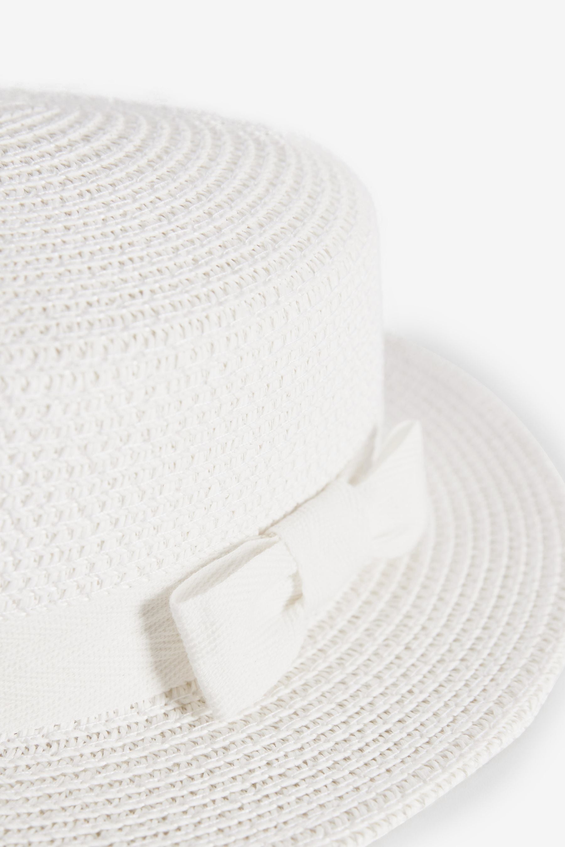 White Straw Boater Hat (3mths-6yrs)