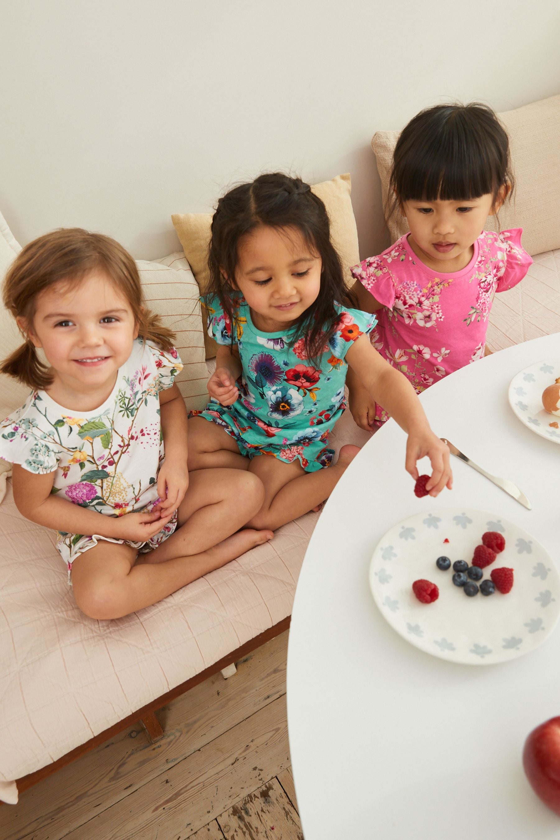 Pink/Blue Floral Short Pyjamas 3 Pack (9mths-16yrs)