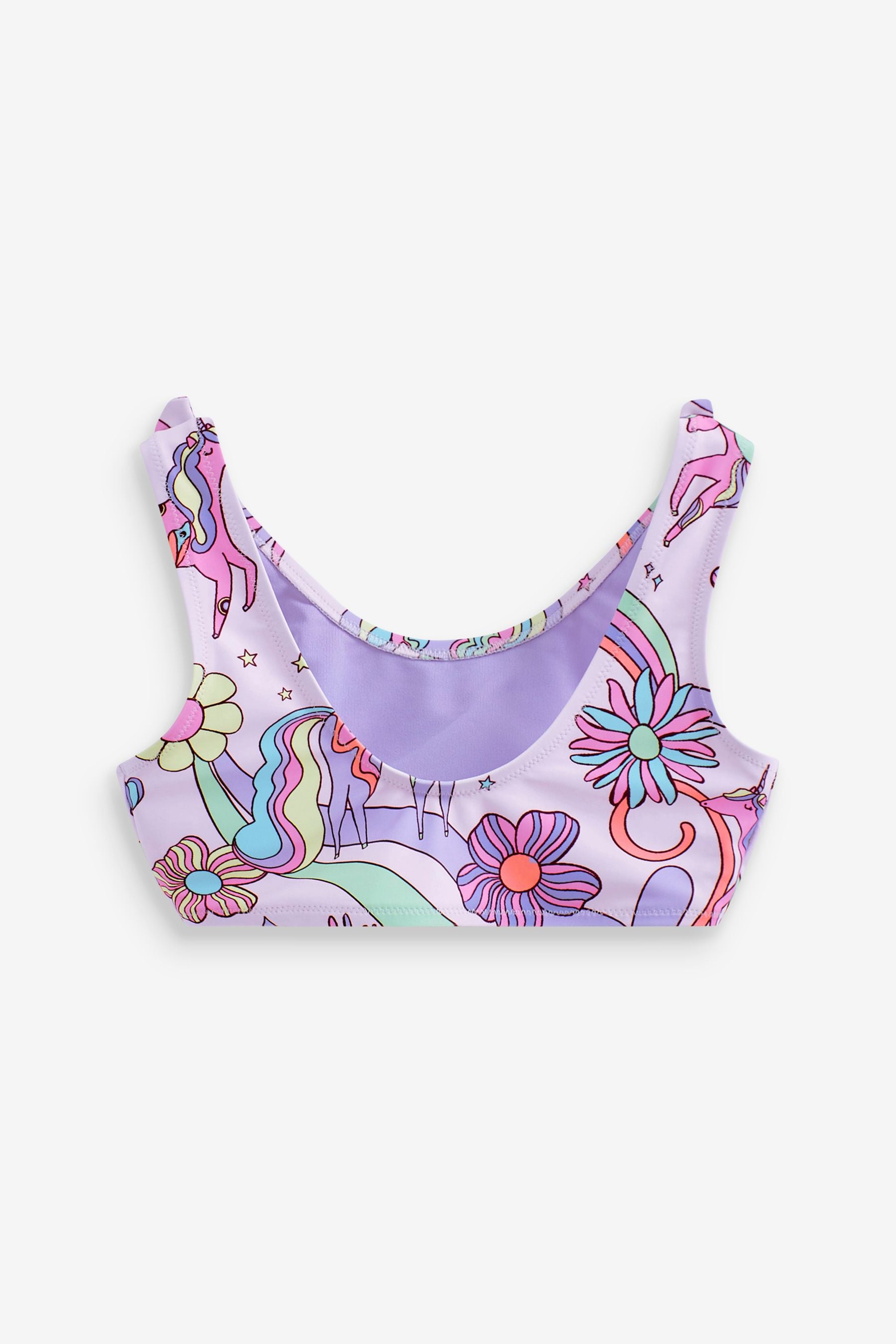 Pink/Purple Unicorn Tie Shoulder Tie Shoulder Bikini (3-16yrs)