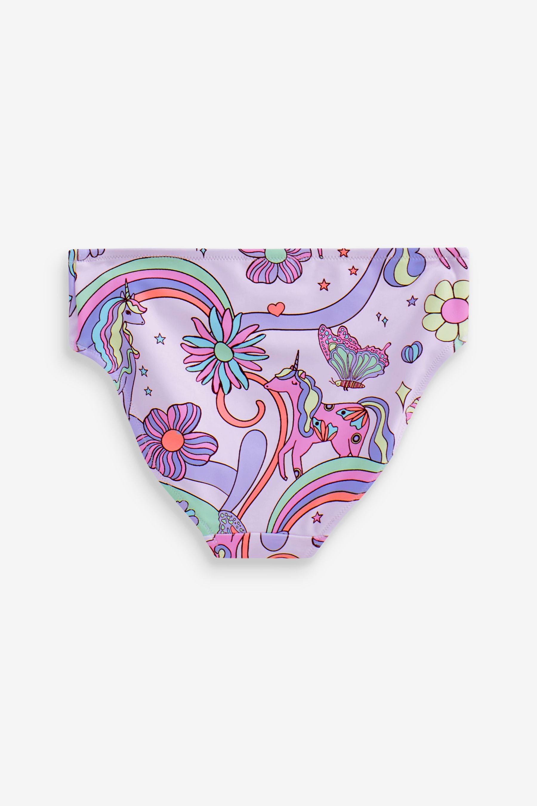 Pink/Purple Unicorn Tie Shoulder Tie Shoulder Bikini (3-16yrs)