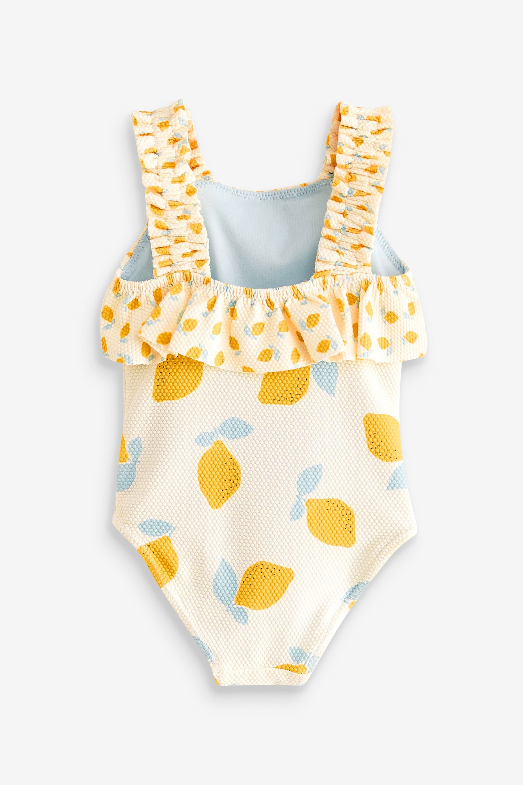 Ecru White Lemon Ruched Sleeves Swimsuit (3mths-12yrs)