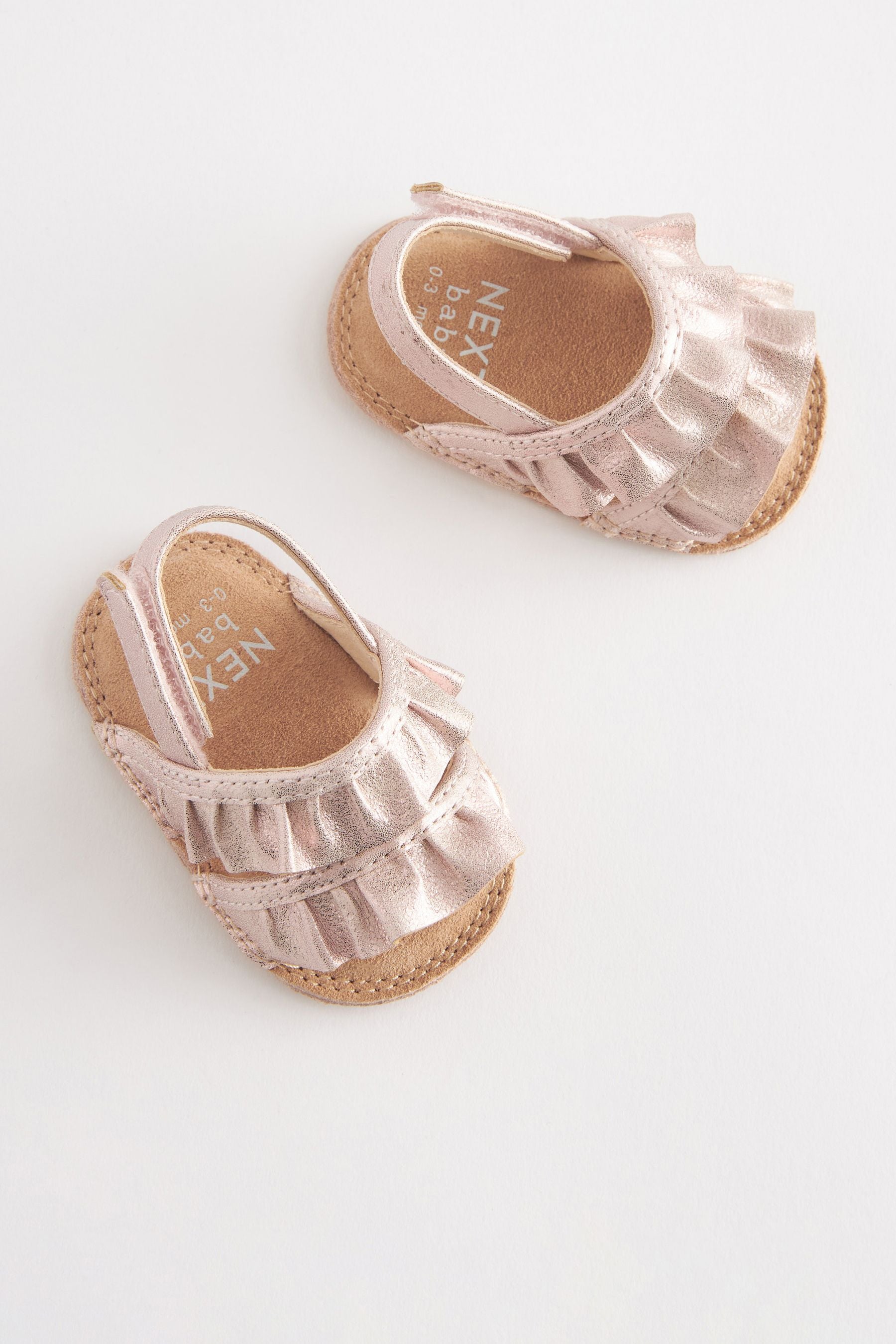 Pink Metallic Leather Baby Sandals (0-18mths)