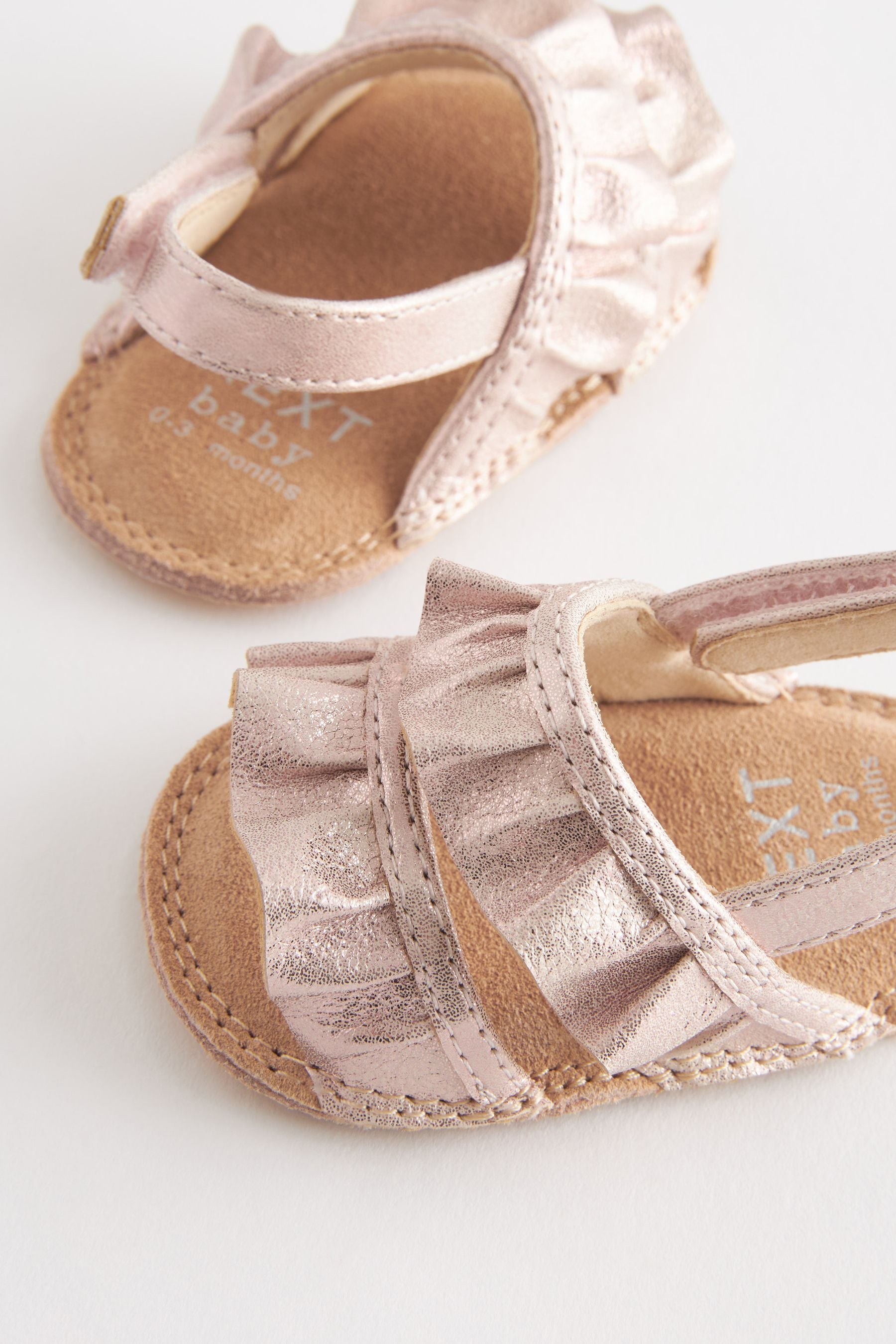 Pink Metallic Leather Baby Sandals (0-18mths)