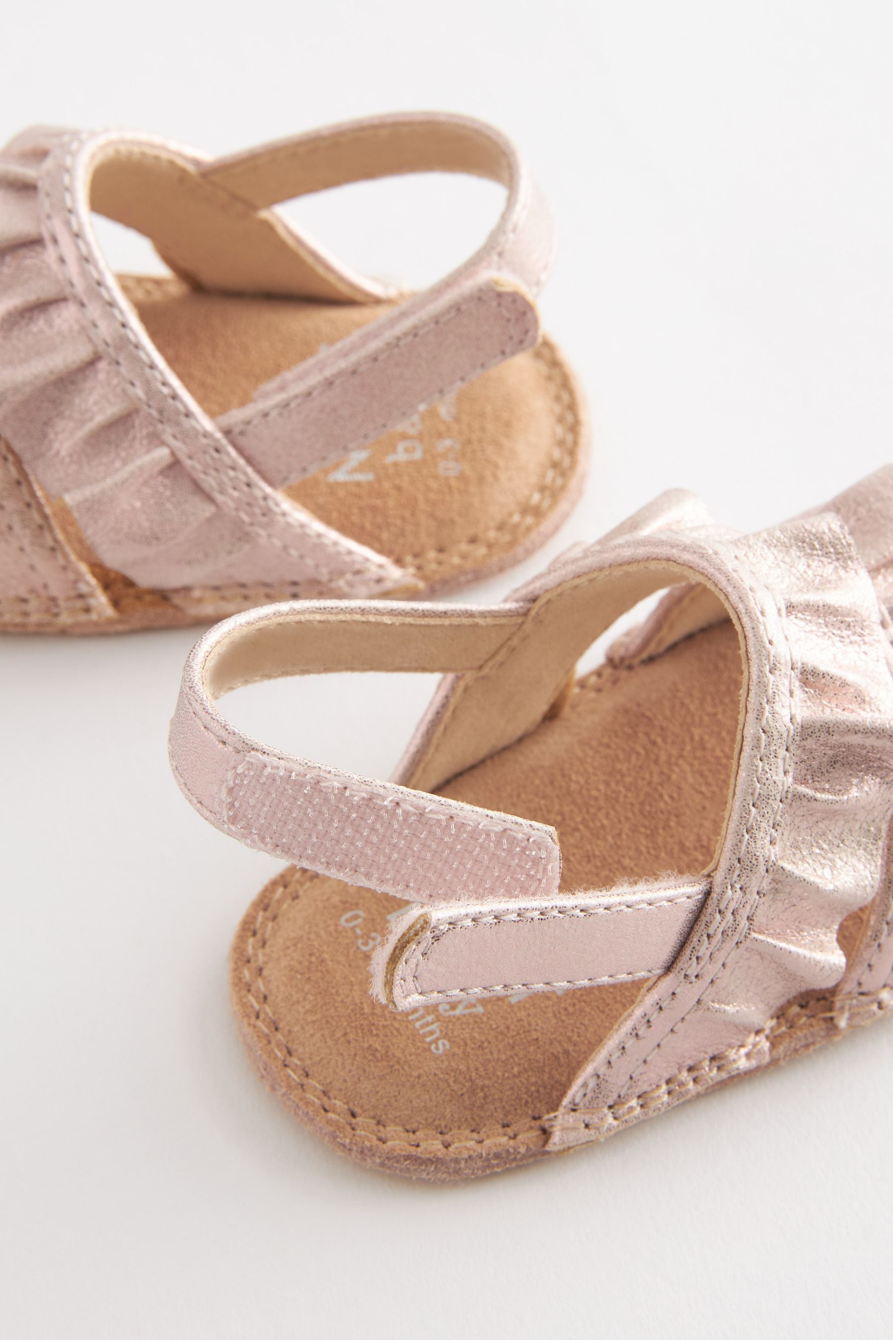 Pink Metallic Leather Baby Sandals (0-18mths)