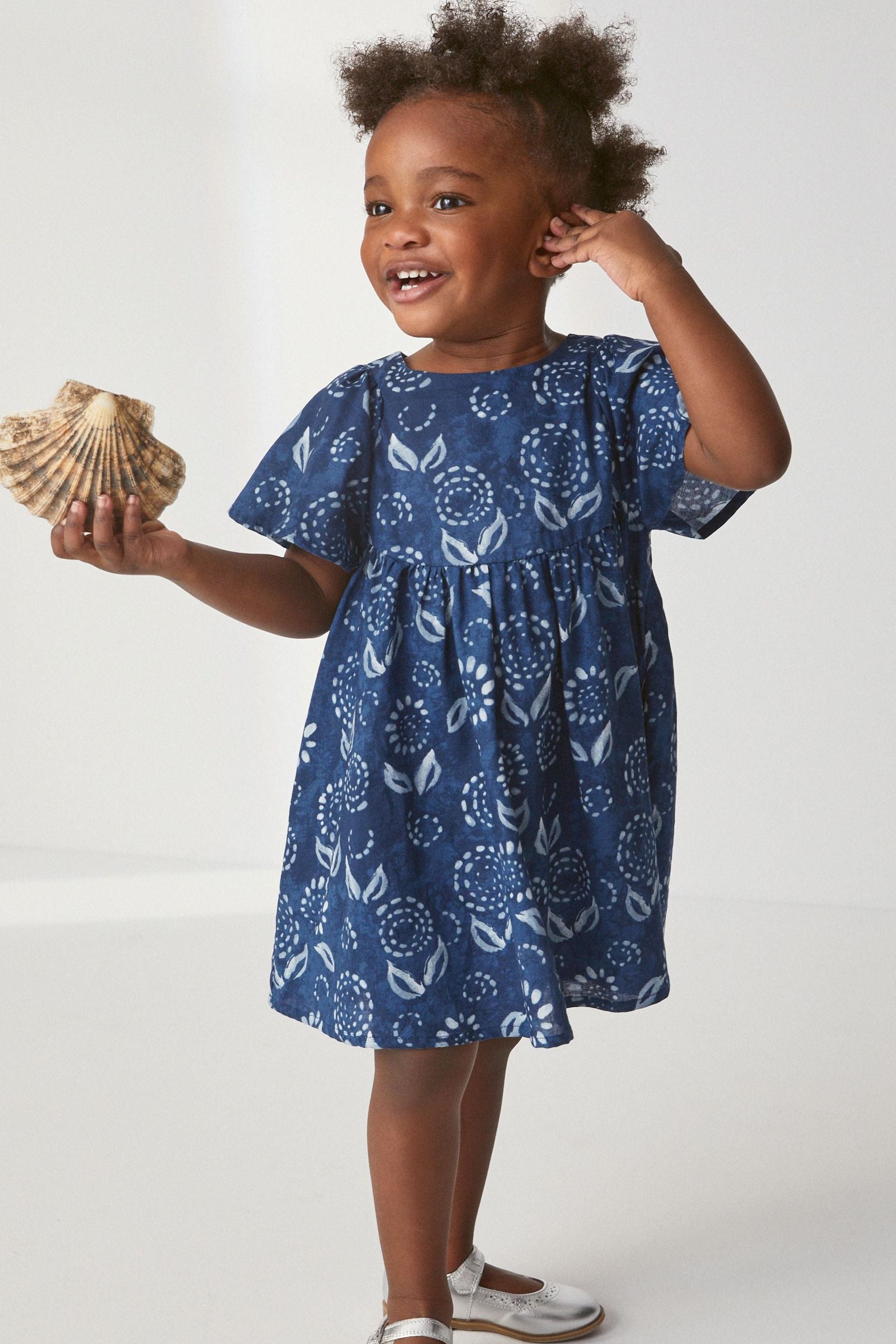 Blue Angel Sleeve Cotton Dress (3mths-8yrs)