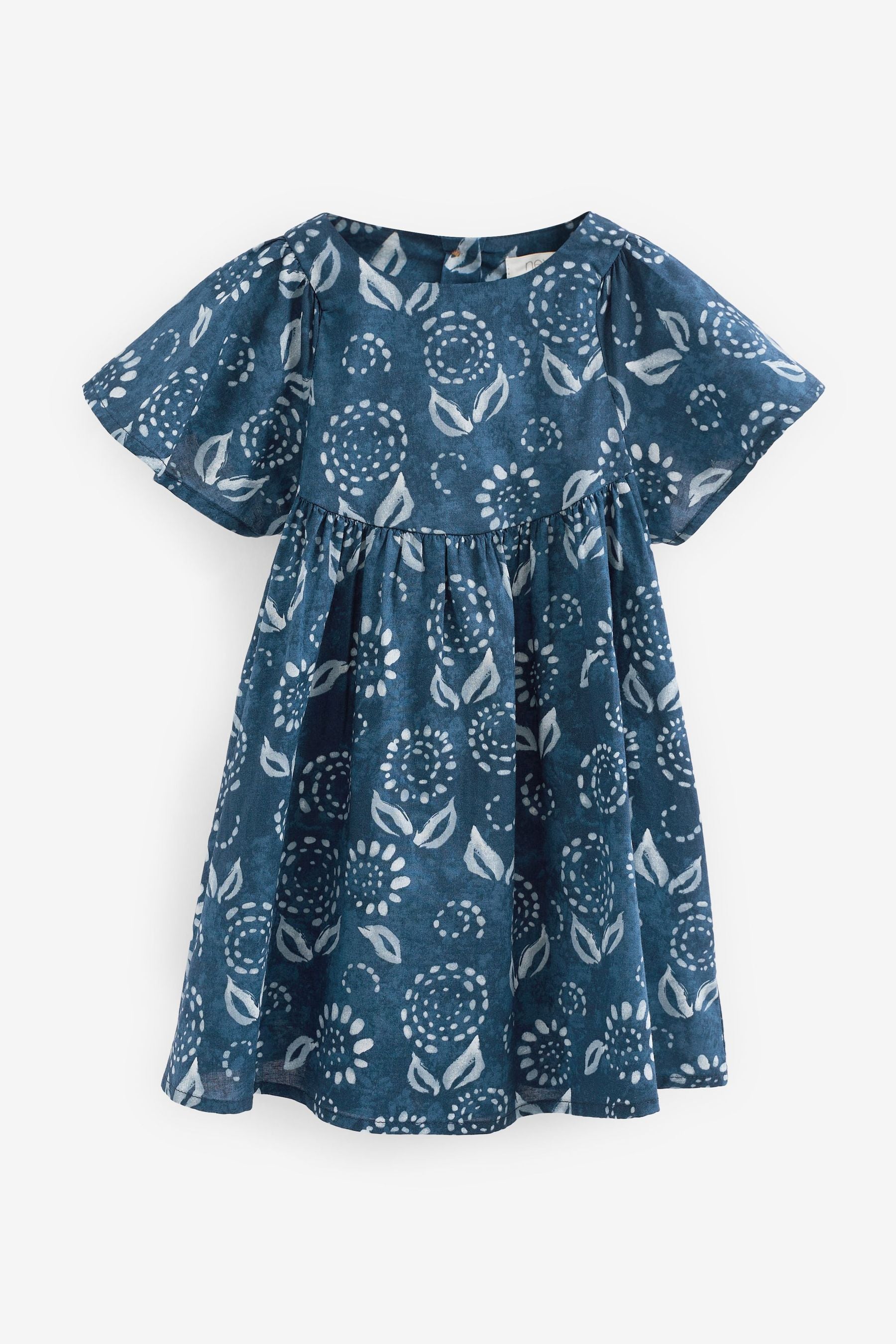 Blue Angel Sleeve Cotton Dress (3mths-8yrs)