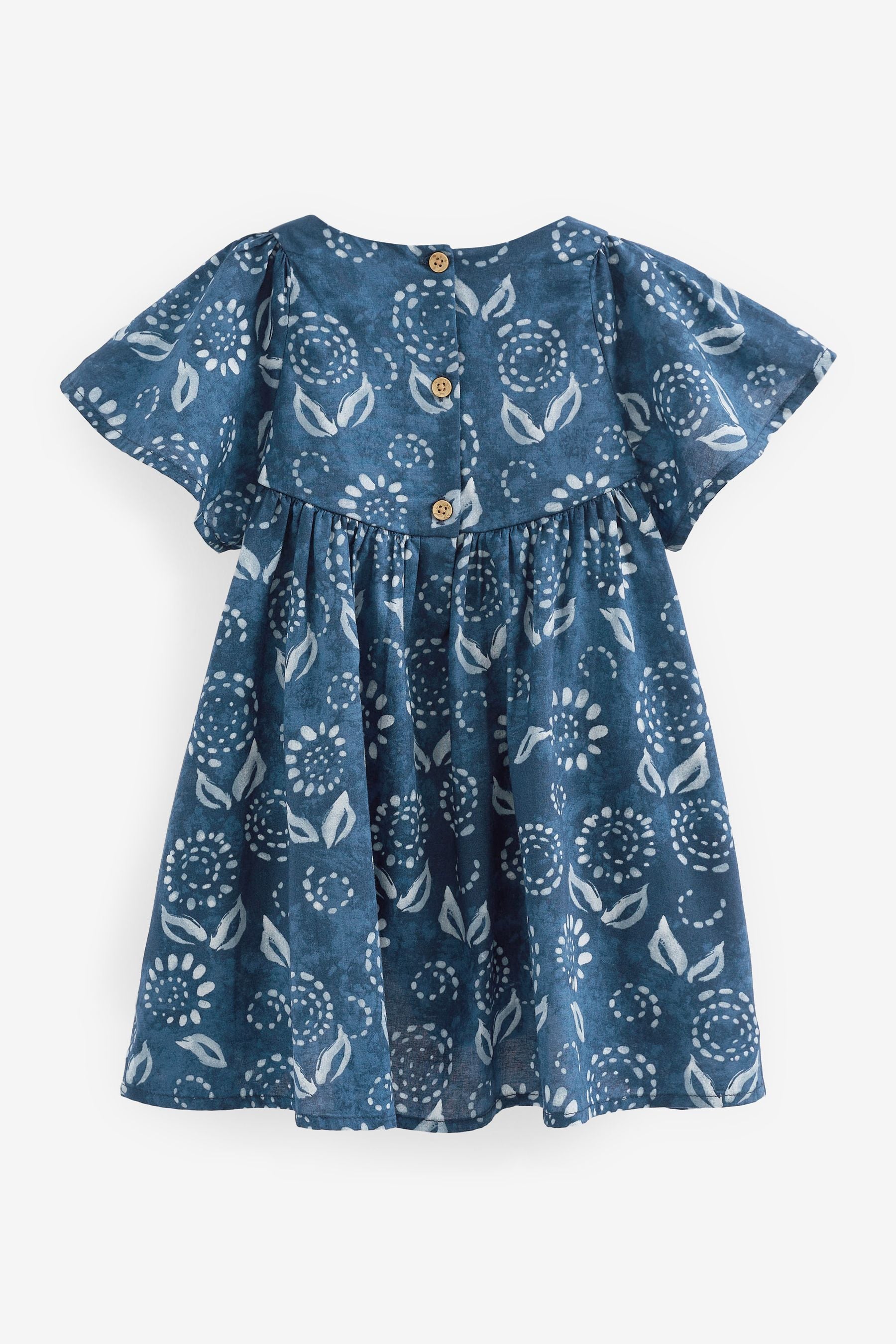 Blue Angel Sleeve Cotton Dress (3mths-8yrs)