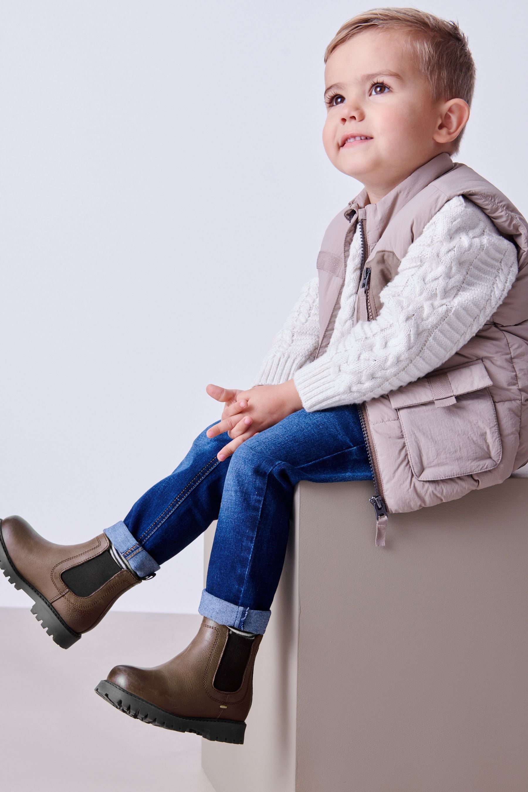 Brown Chunky Chelsea Boots