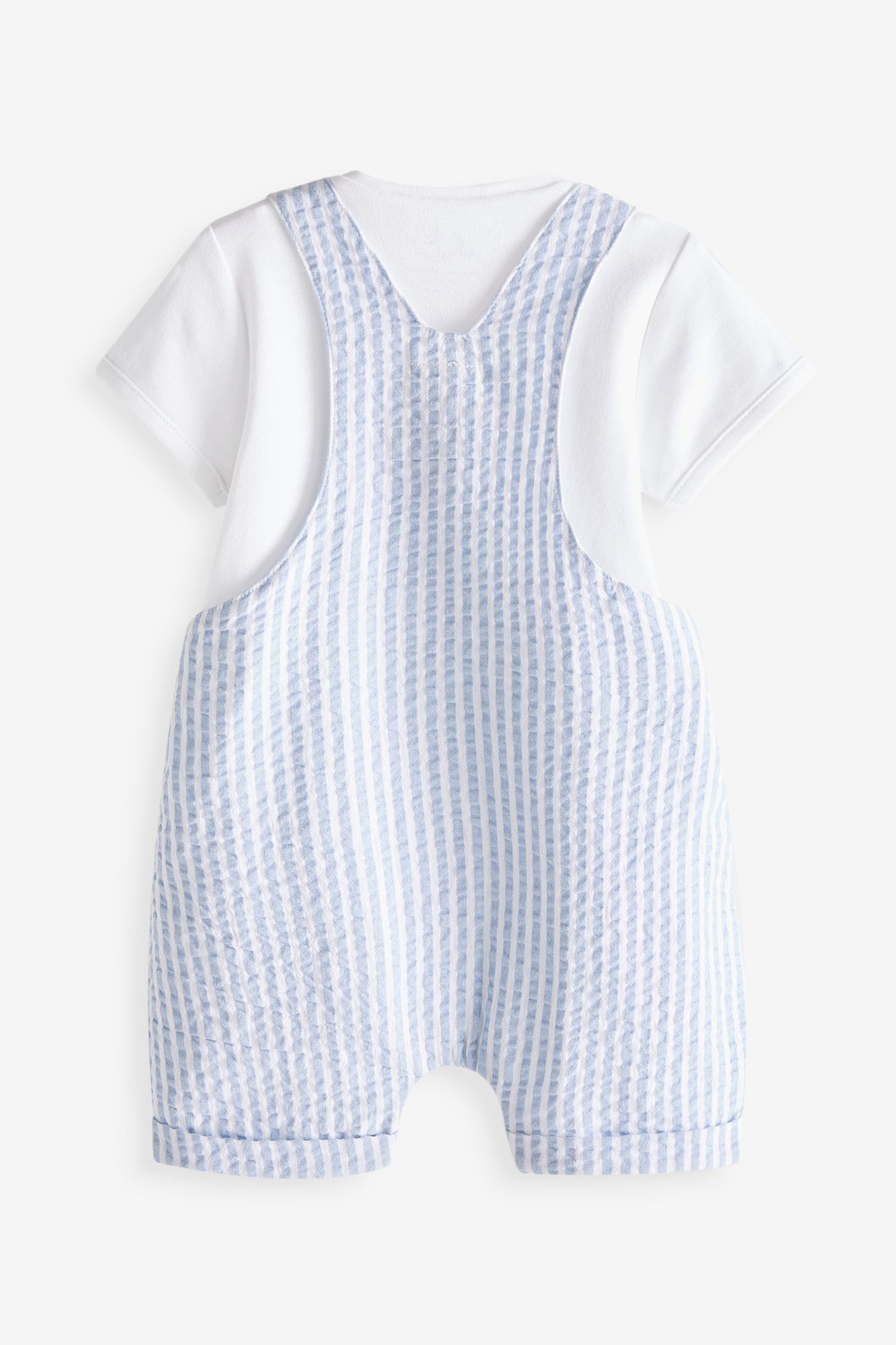 Blue Stripe Woven Baby Dungaree and Bodysuit (0mths-2yrs)