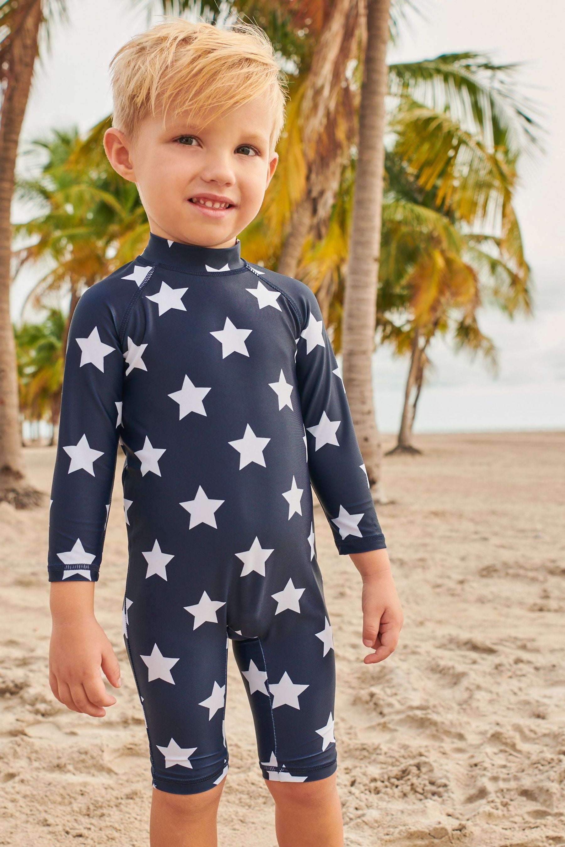 Navy Blue Star Sunsafe All-In-One Swimsuit (3mths-7yrs)