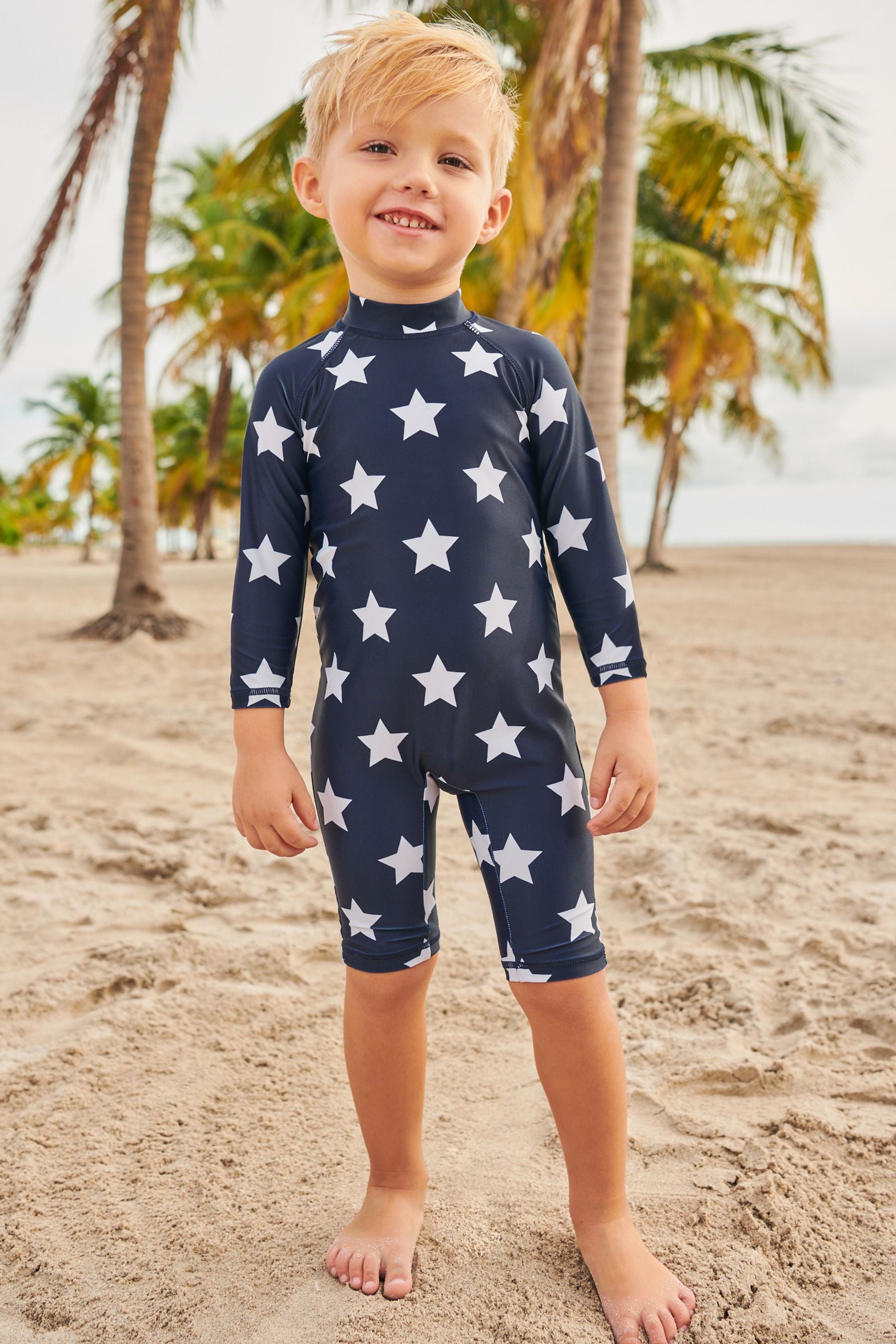 Navy Blue Star Sunsafe All-In-One Swimsuit (3mths-7yrs)