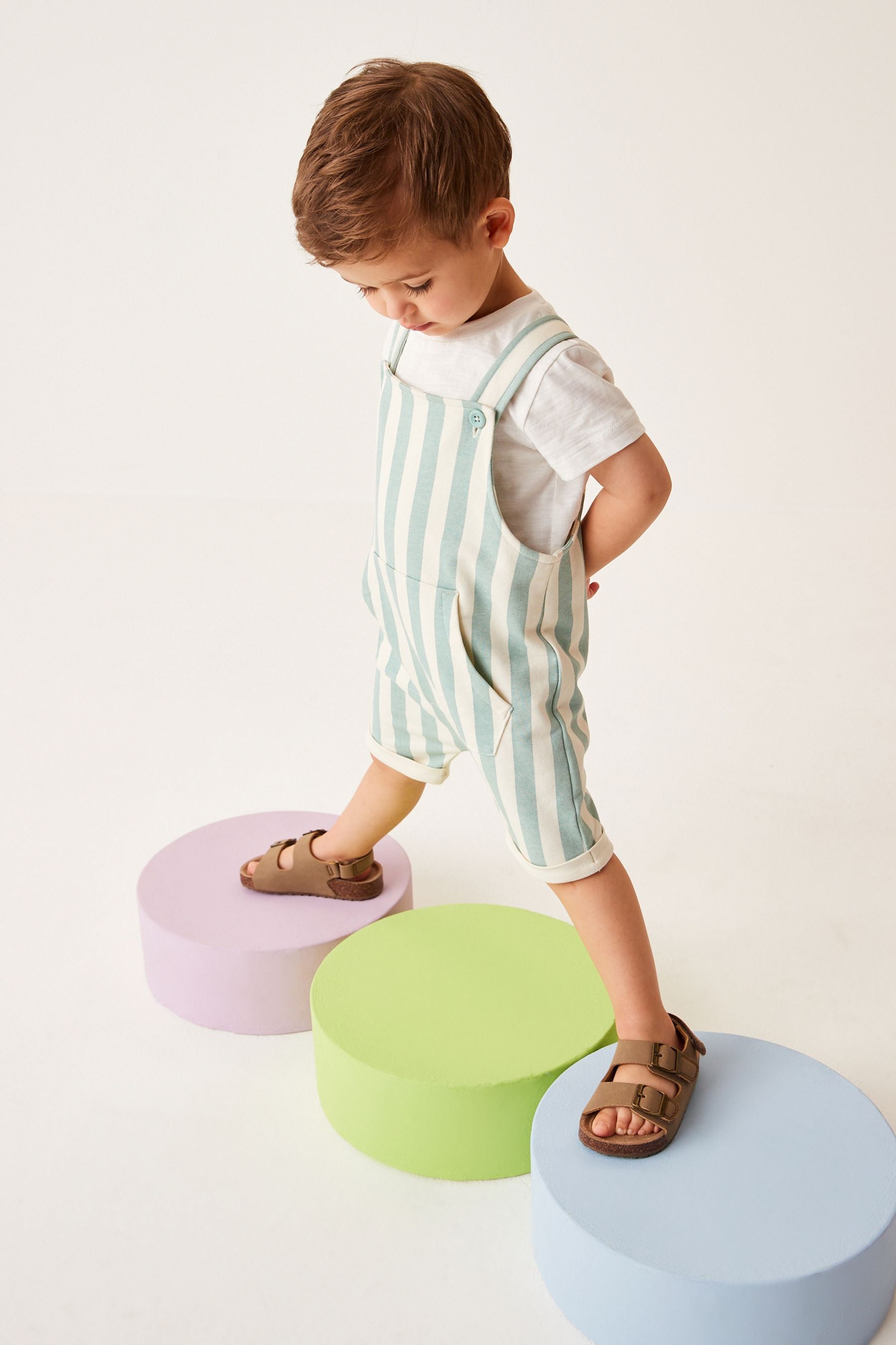 Mineral Blue Stripe Dungaree and Short Sleeve T-Shirt (3mths-7yrs)