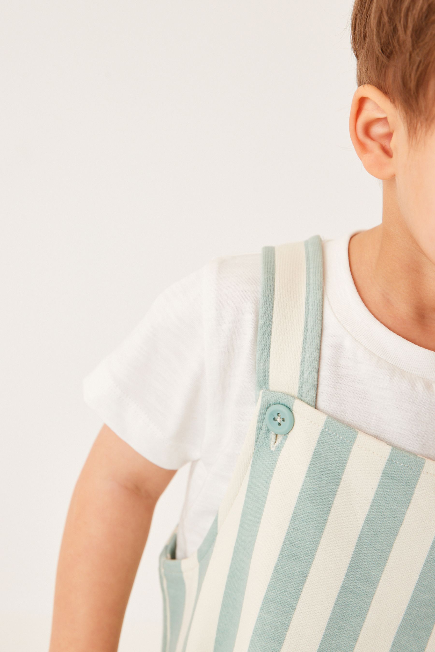 Mineral Blue Stripe Dungaree and Short Sleeve T-Shirt (3mths-7yrs)