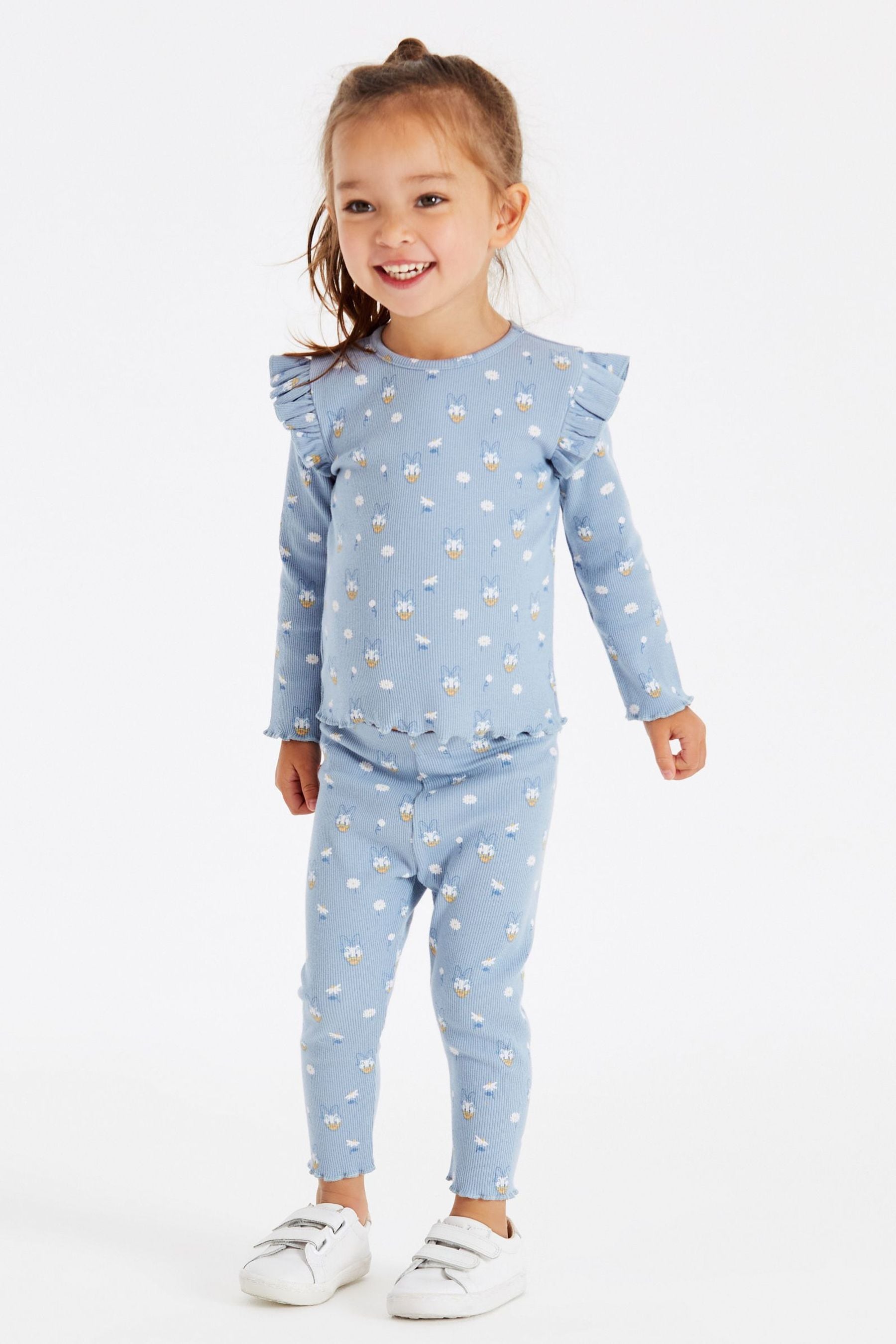 Blue Daisy Duck Long Sleeve Rib T-Shirt And Leggings Set (3mths-7yrs)