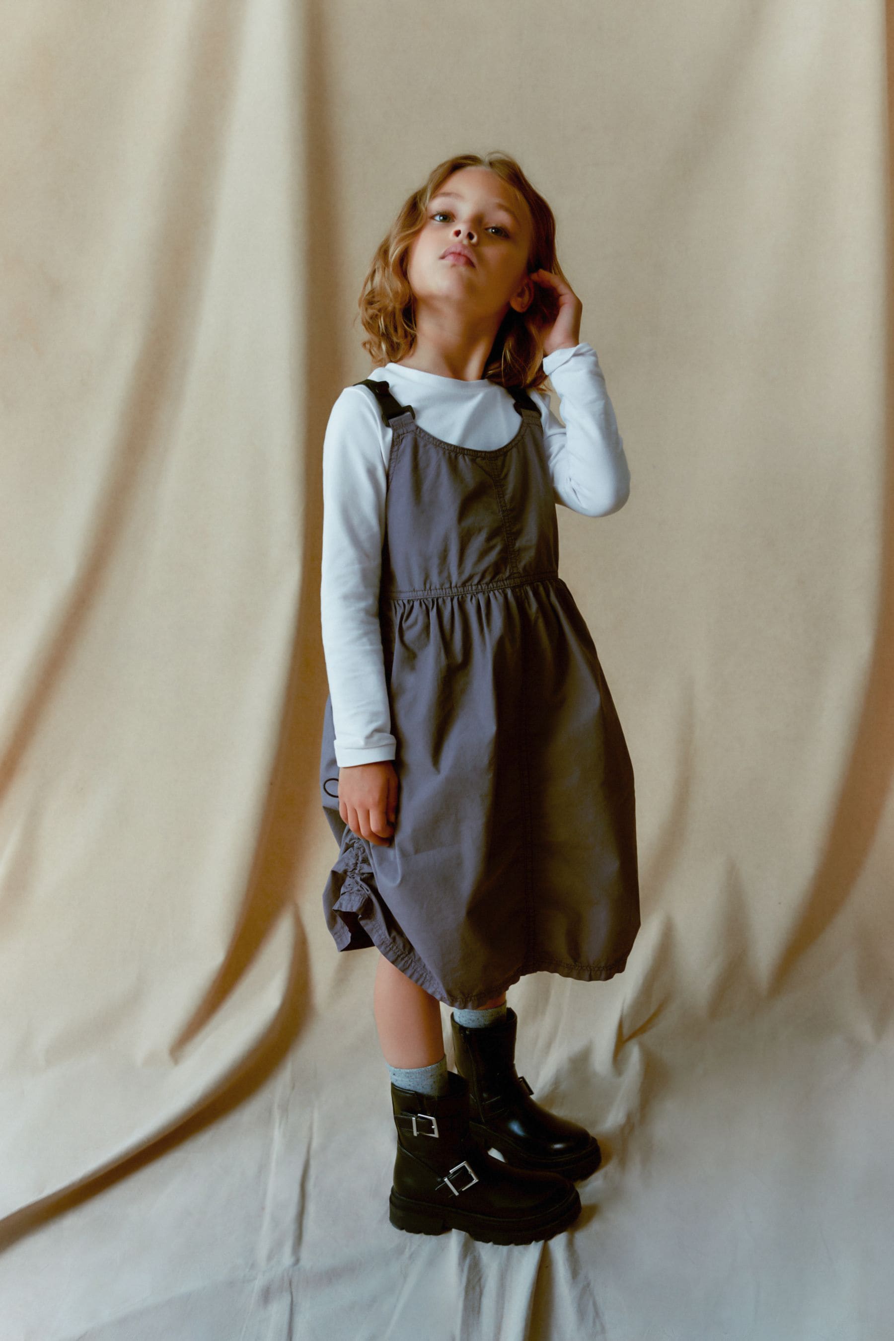 Grey Utility Pinafore Dress (3-16yrs)