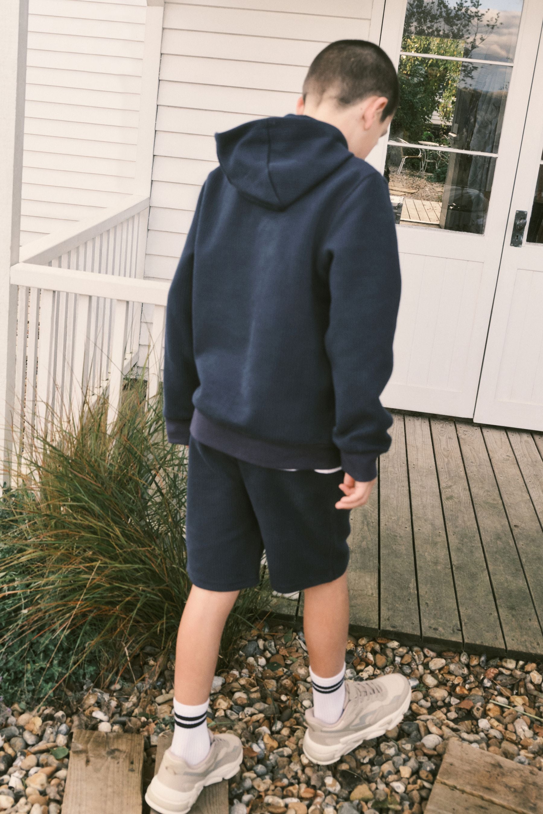 Navy Textured Utility Hoodie and Shorts Set (3-16yrs)