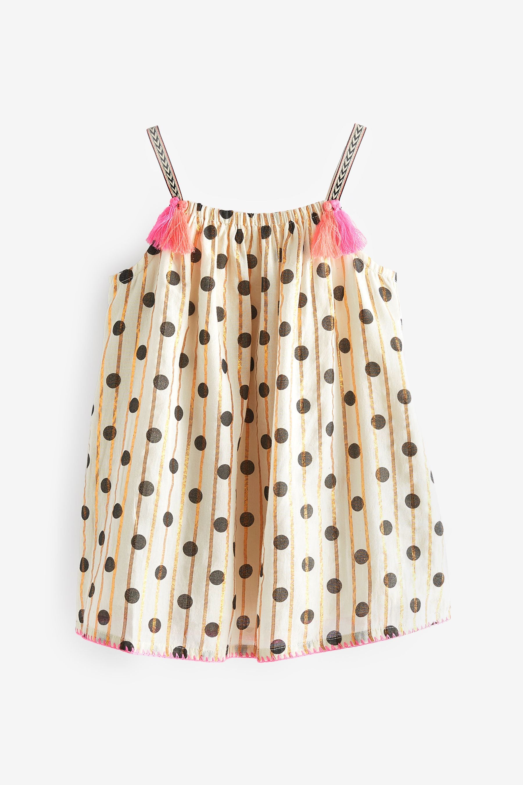 Black/Gold Spot Print Beach Dress (3mths-8yrs)