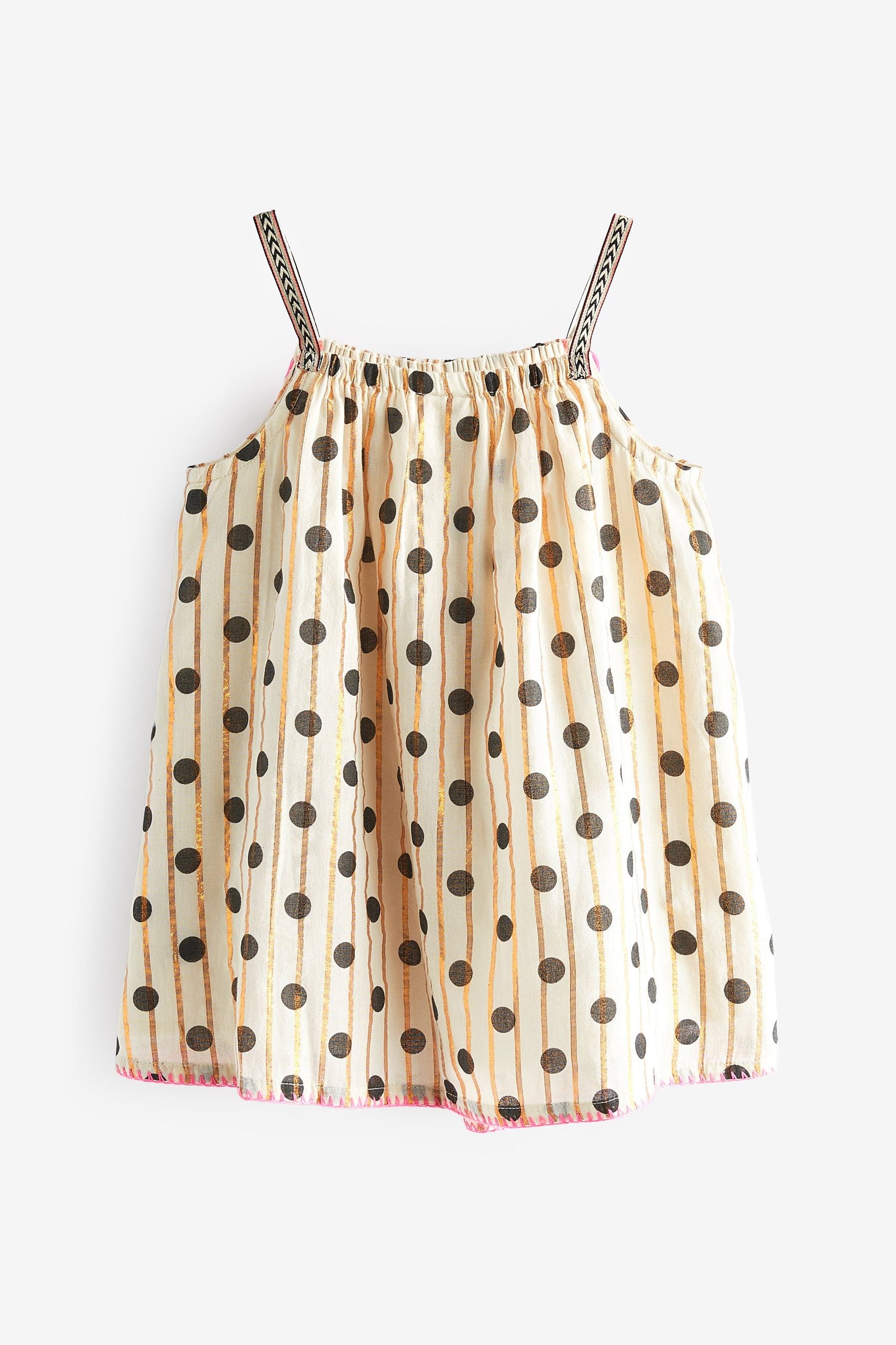 Black/Gold Spot Print Beach Dress (3mths-8yrs)