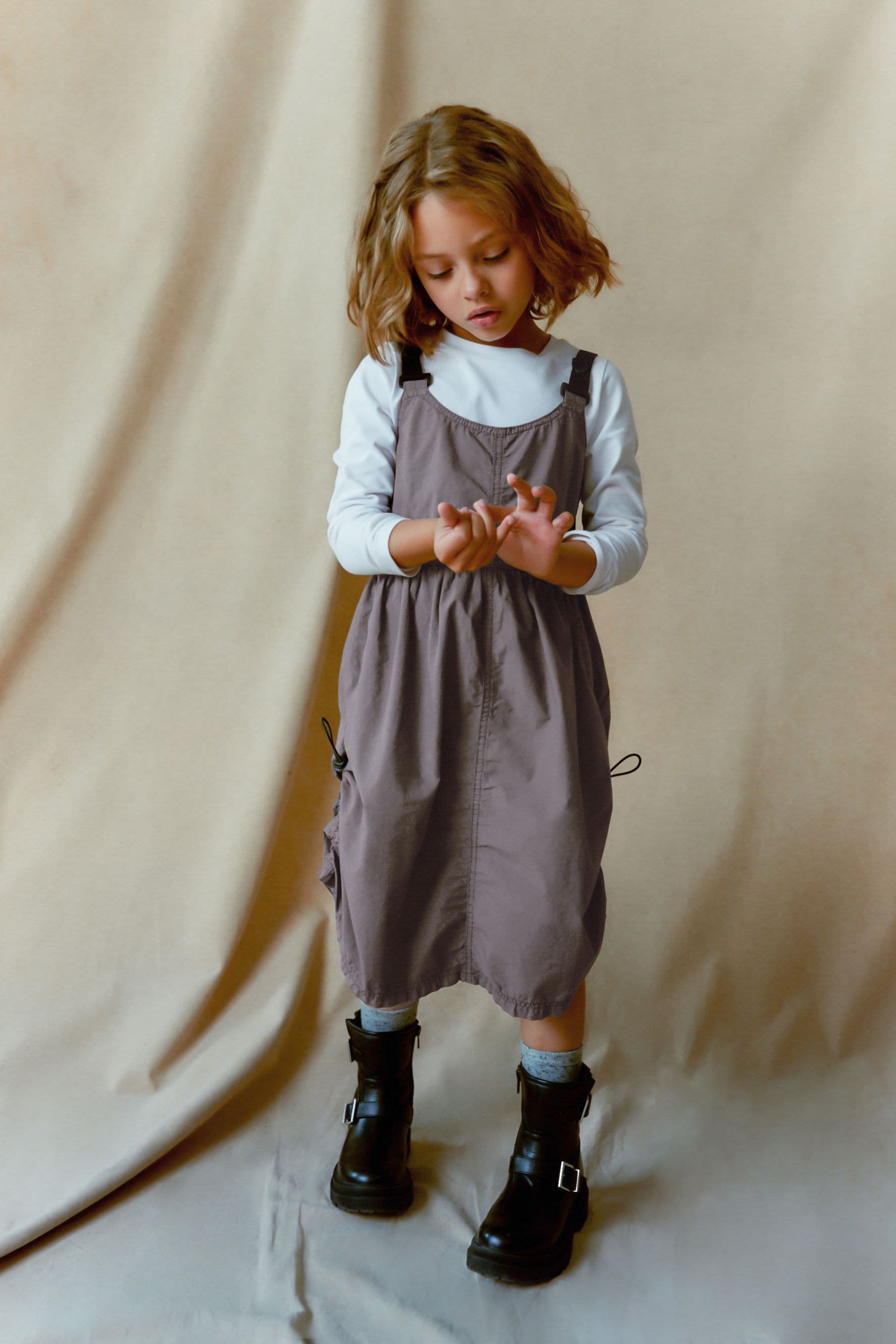 Grey Utility Pinafore Dress (3-16yrs)