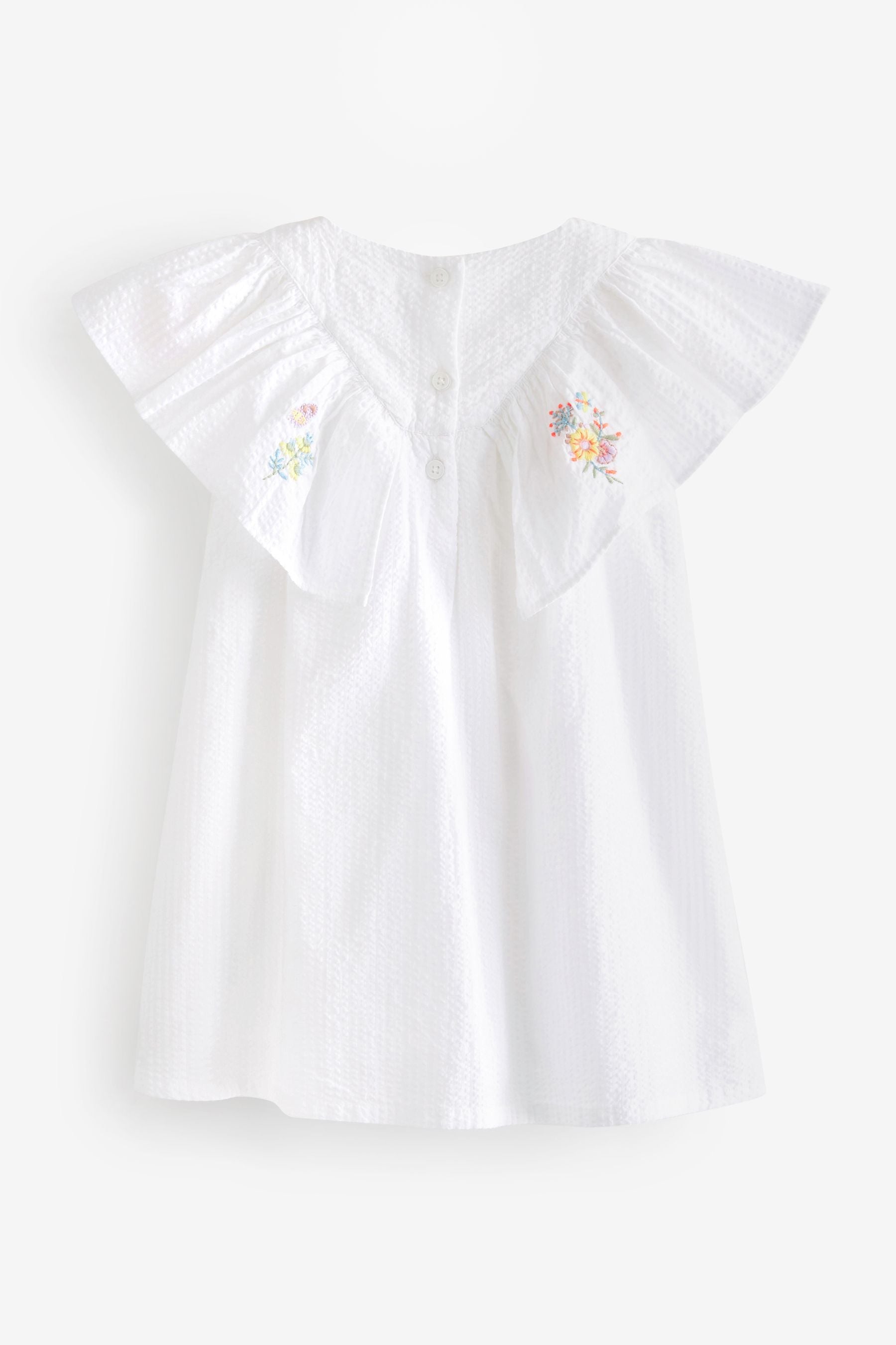 White Embroidered Cotton Ruffle Dress (3mths-8yrs)