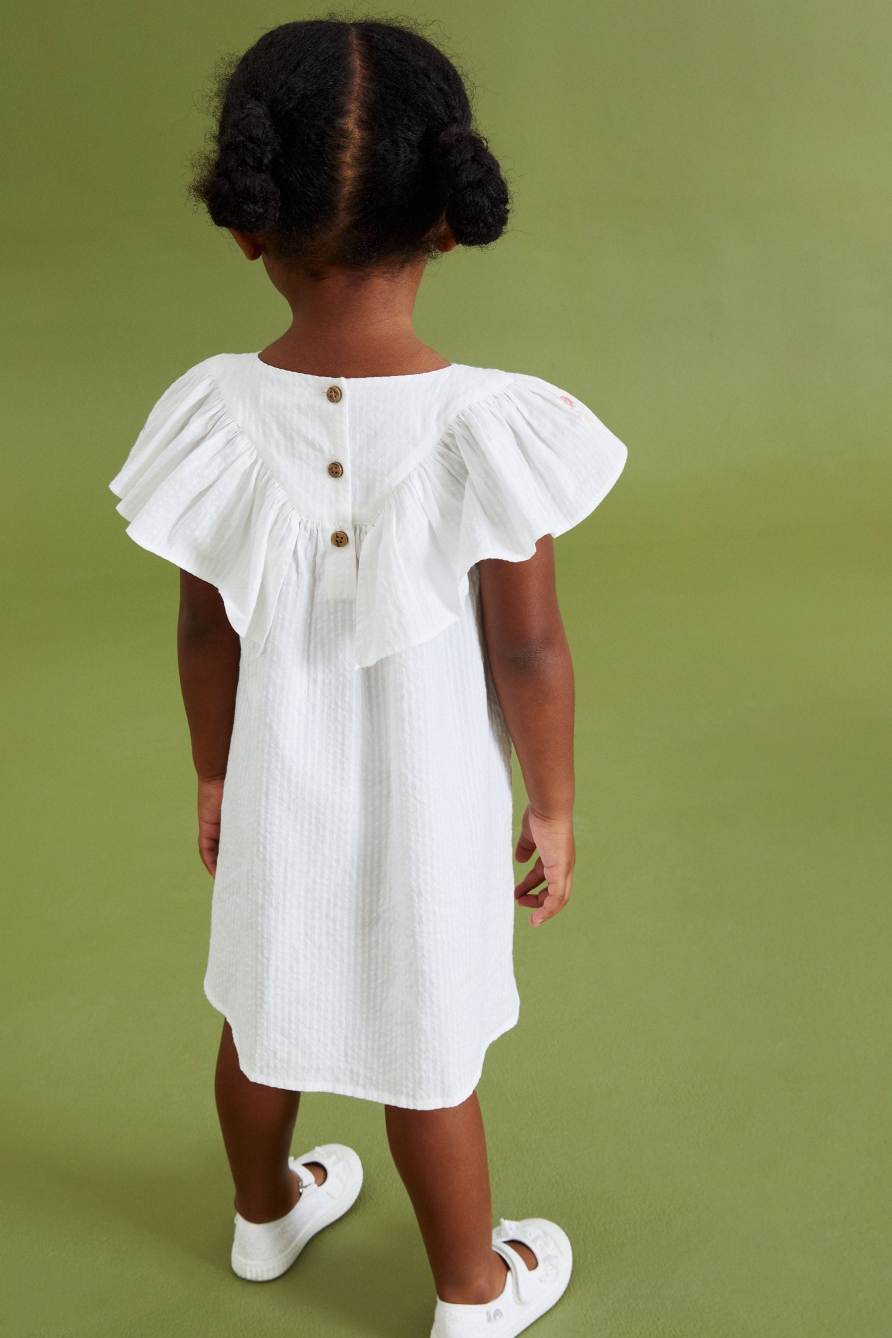 White Embroidered Cotton Ruffle Dress (3mths-8yrs)