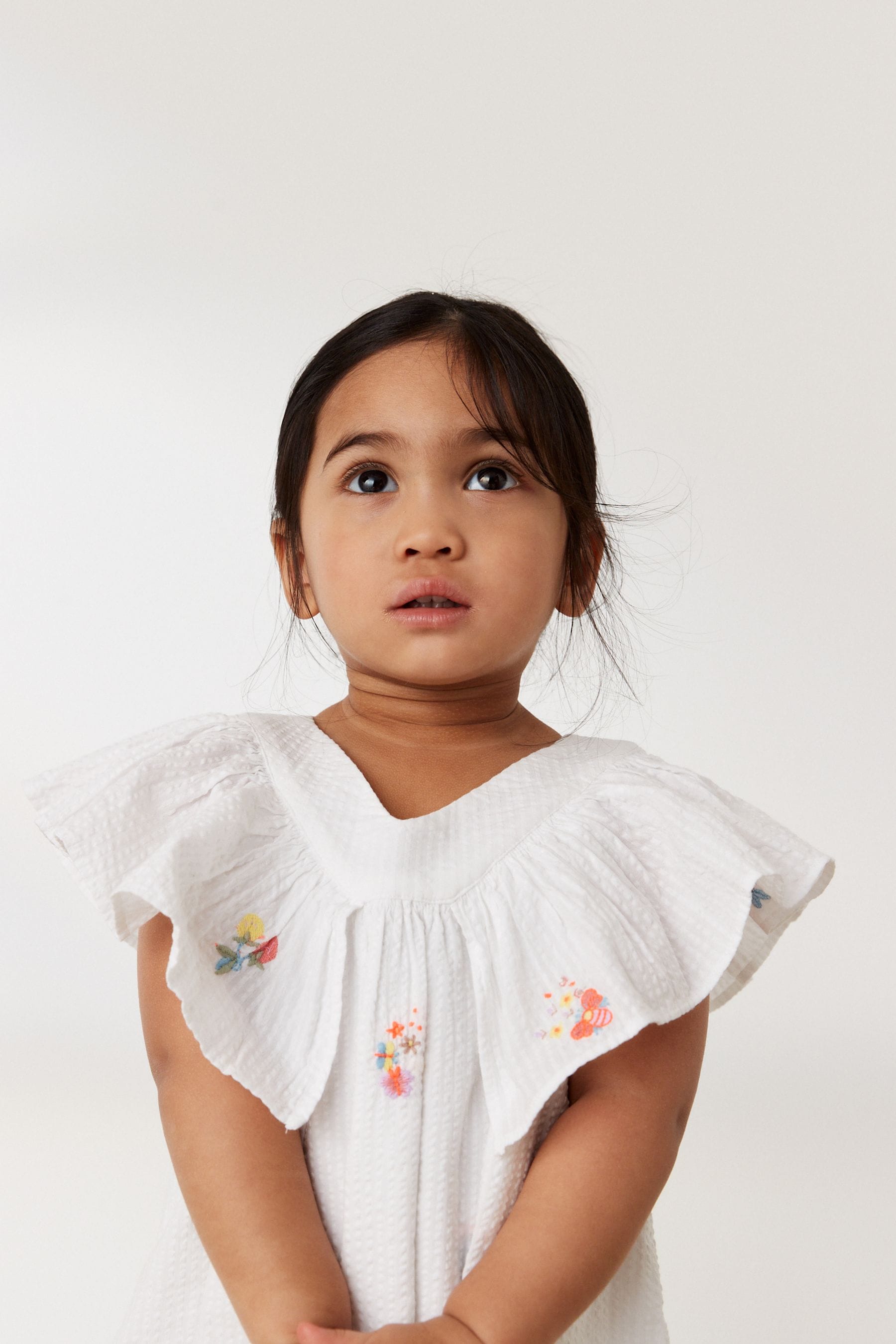 White Embroidered Cotton Ruffle Dress (3mths-8yrs)