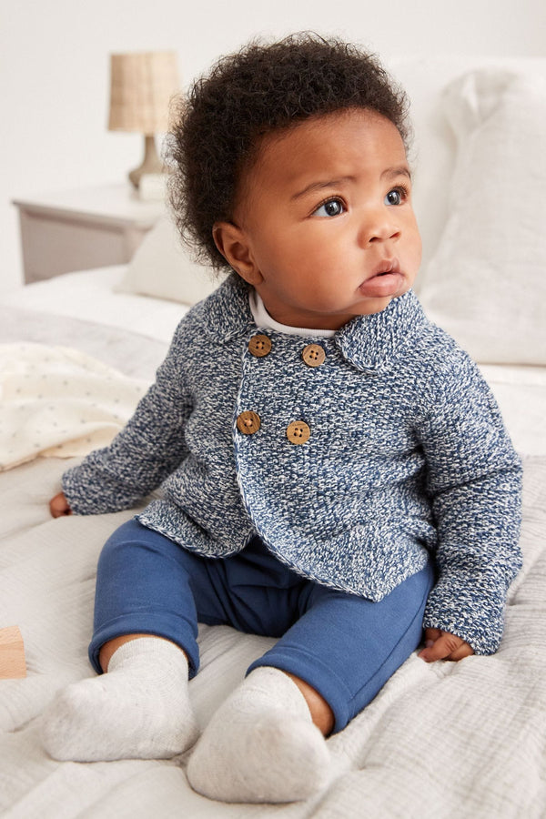 Navy Twisted Knit Baby Cardigan (0mths-2yrs)