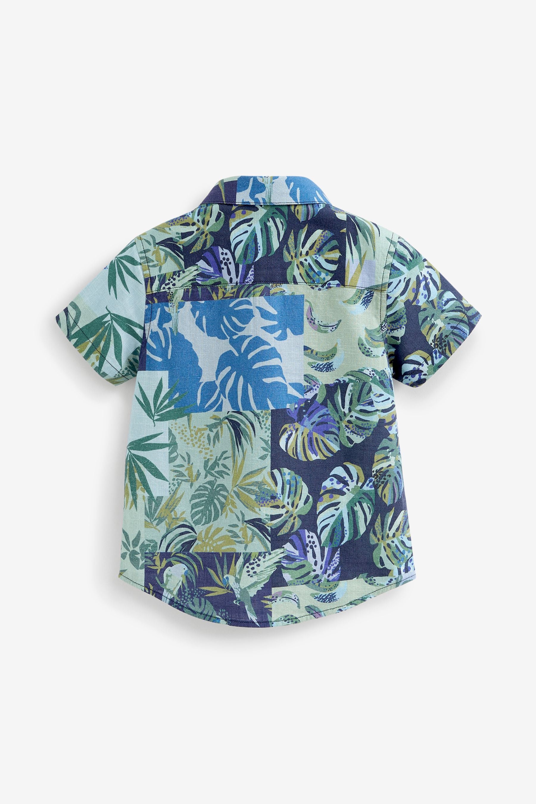 Blue Floral Printed Short Sleeve Shirt (3mths-7yrs)