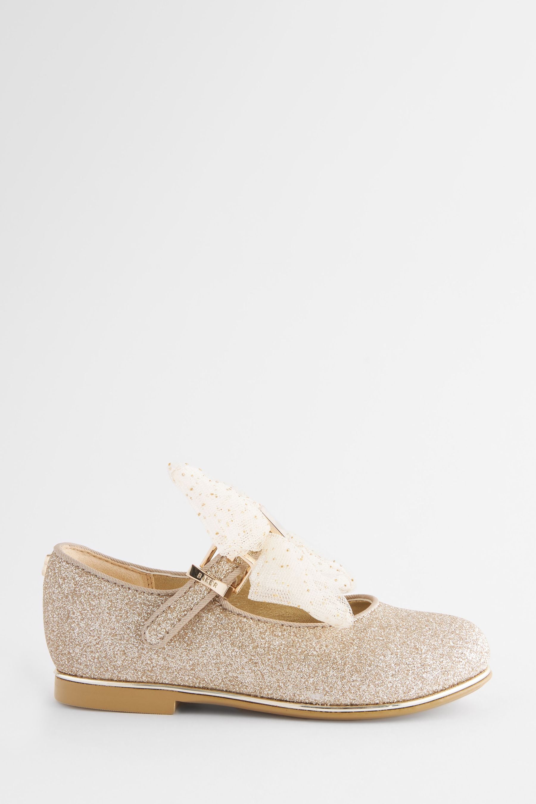 Gold Baker by Ted Baker Girls Glitter Mary Jane Shoes with Bow