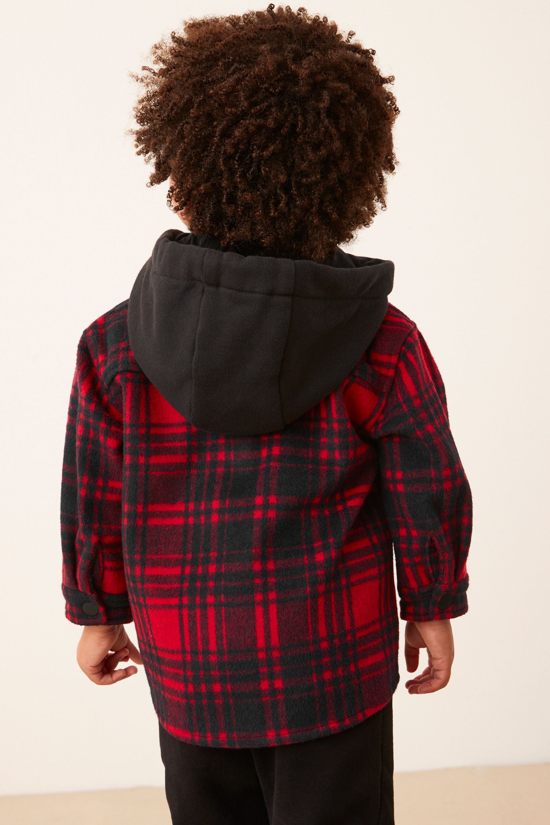 Red Check Hooded Shacket (3mths-7yrs)