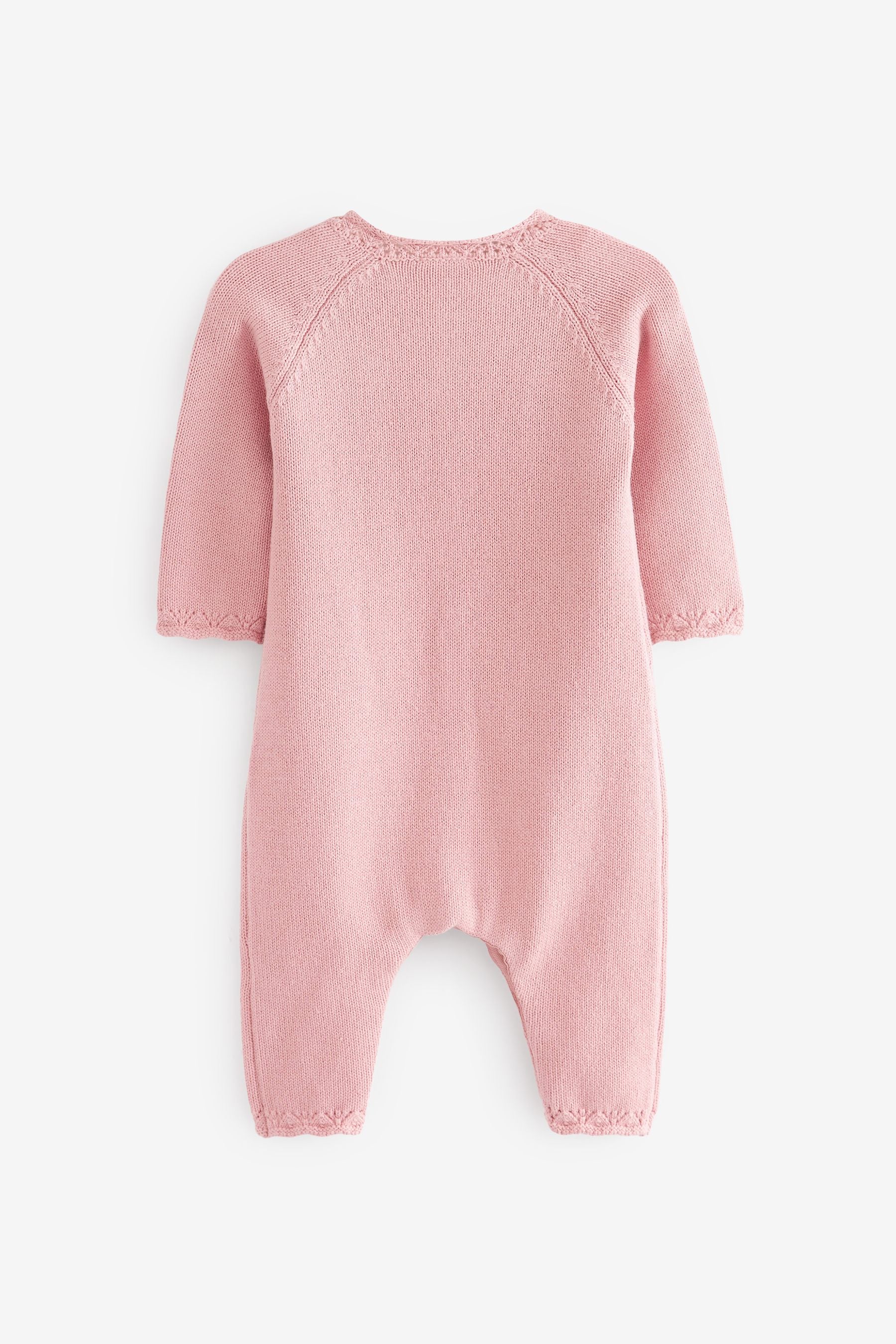 Pink Bunny Embroidered Baby Knitted Romper (0mths-2yrs)