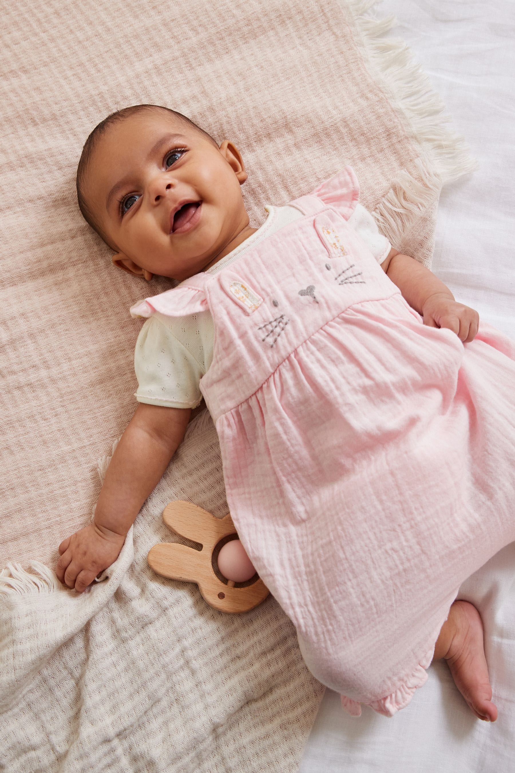 Pale Pink Character Baby Dungaree (0mths-2yrs)