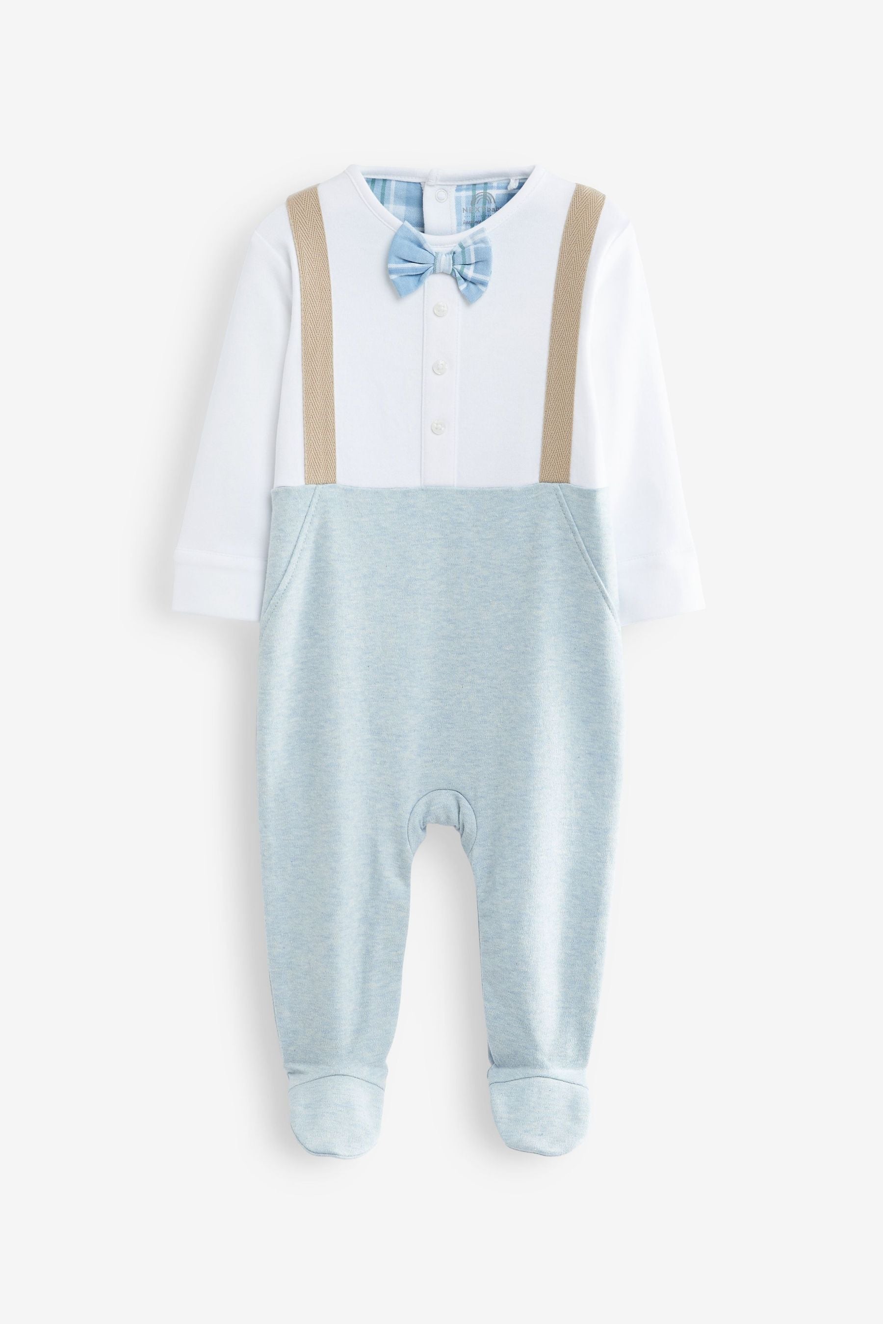 Navy/White Smart Braces Sleepsuit (0-18mths)