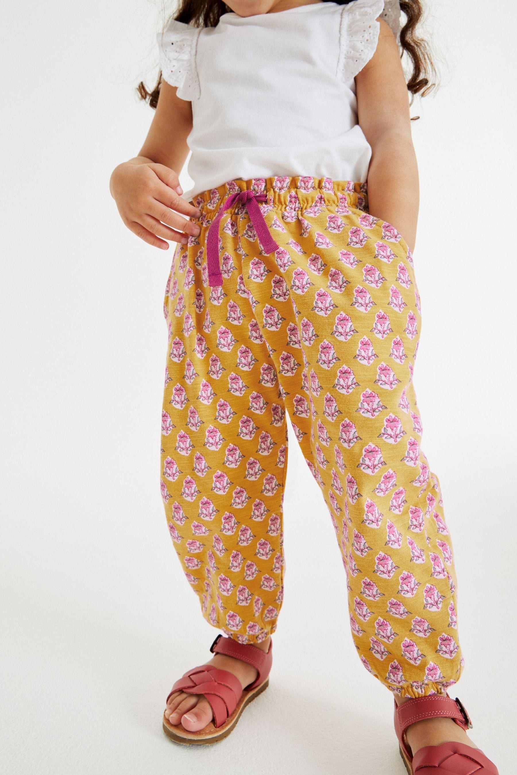 Ochre Yellow Ditsy Cotton Trousers (3mths-7yrs)