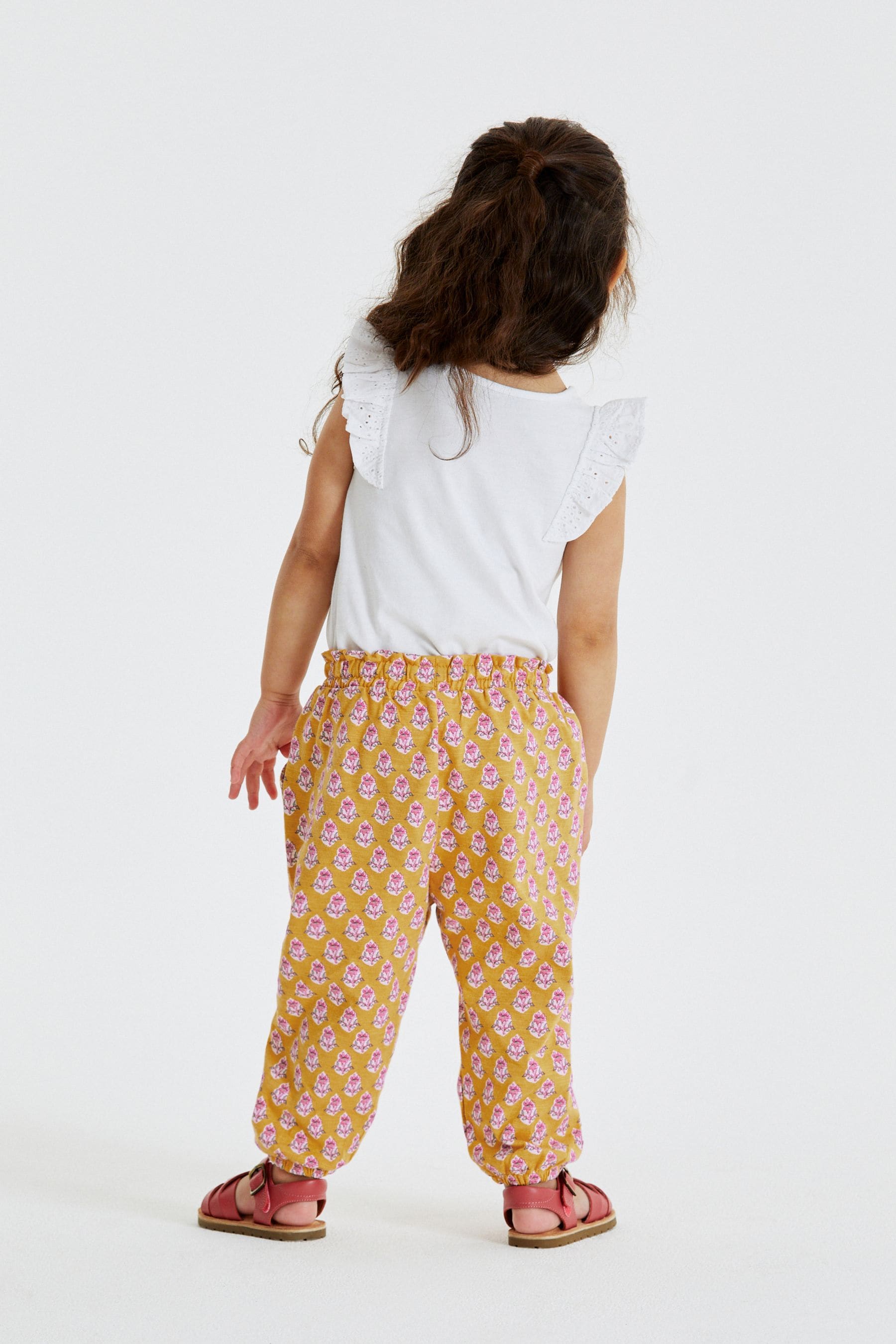 Ochre Yellow Ditsy Cotton Trousers (3mths-7yrs)