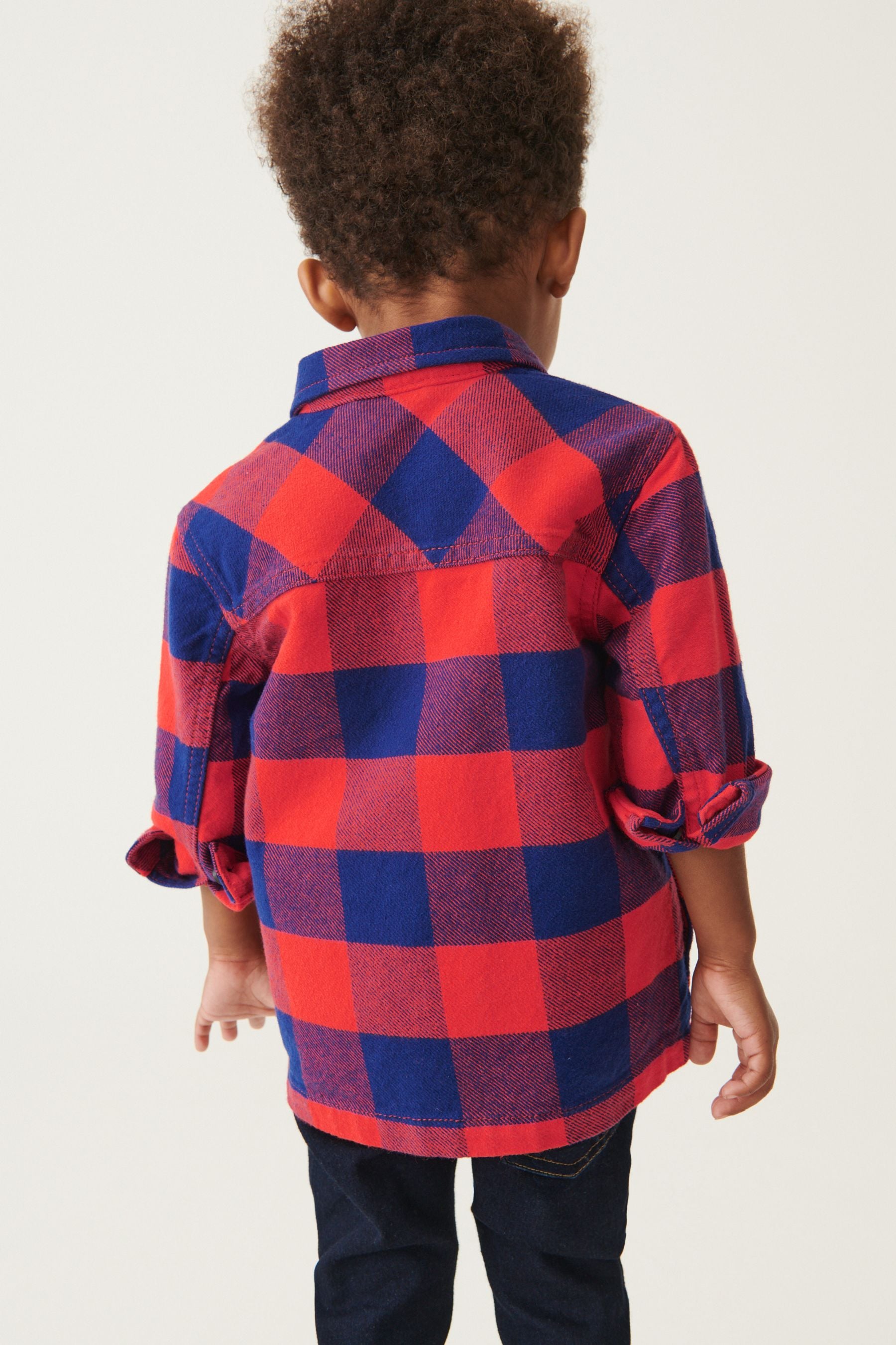 Orange/Navy Blue Check Zip Through Shirt (3mths-7yrs)