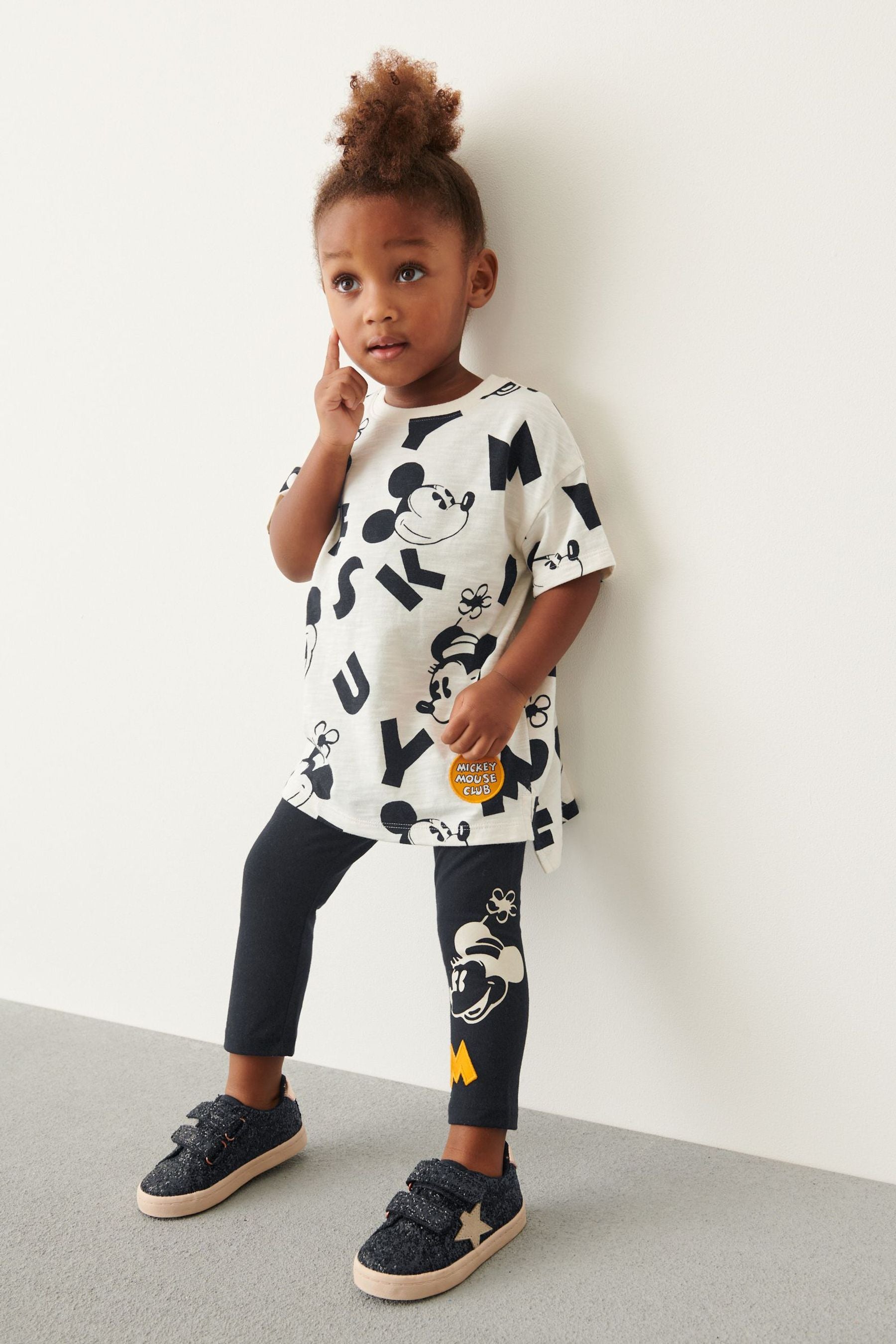 Monochrome Mickey Mouse T-Shirt and Leggings Set (3mths-7yrs)