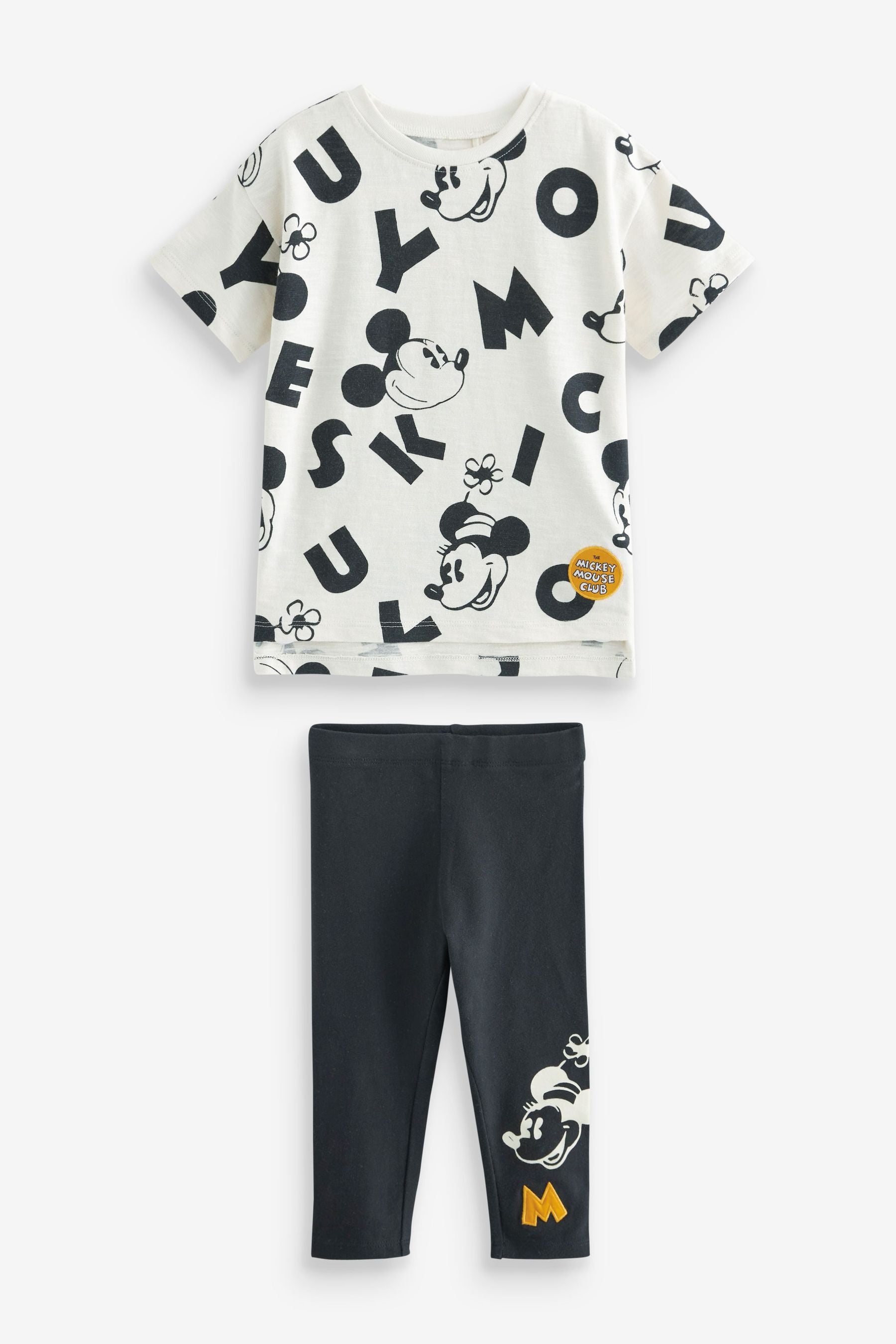 Monochrome Mickey Mouse T-Shirt and Leggings Set (3mths-7yrs)