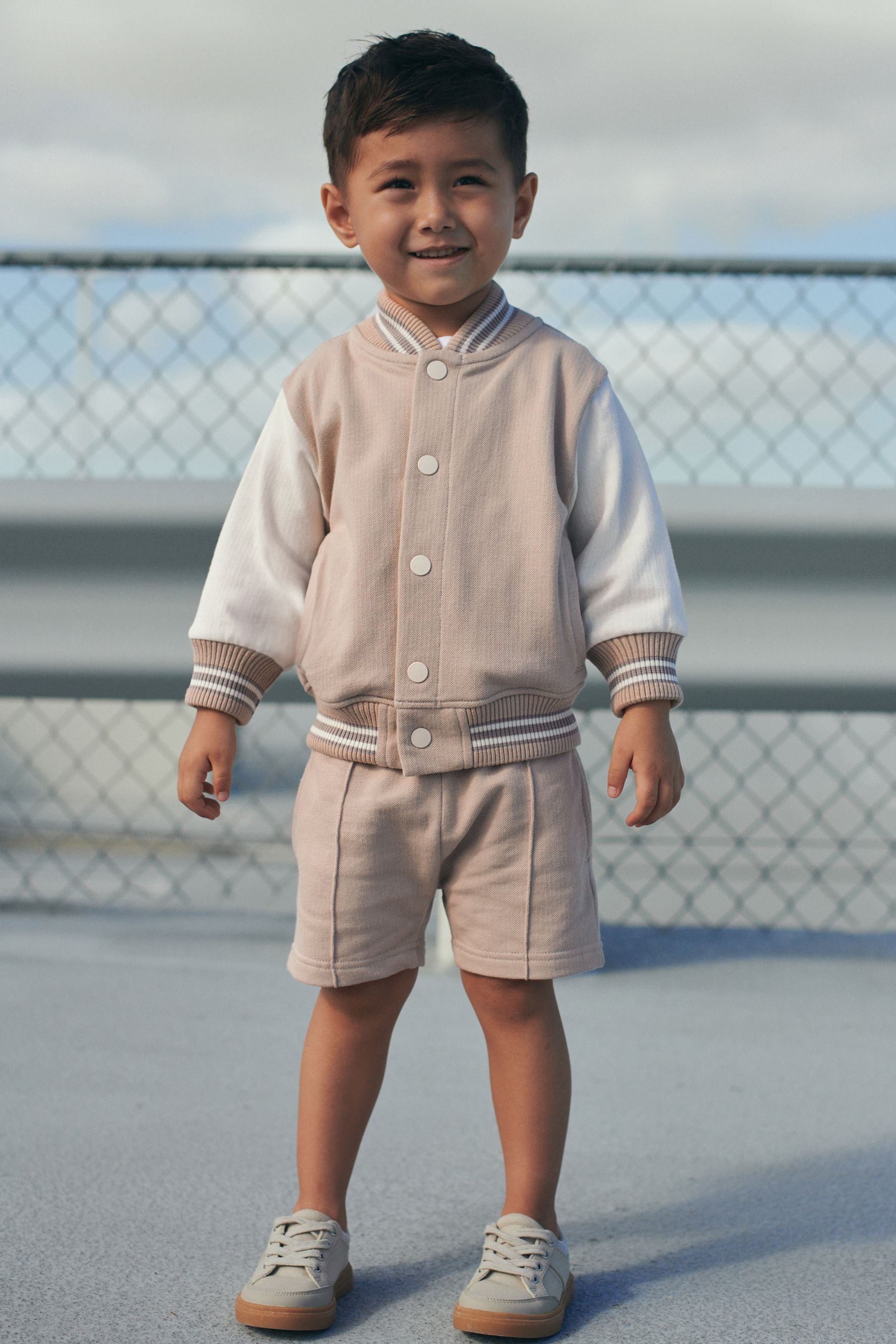 Cream/White Letterman Jacket and Short Set (3mths-7yrs)