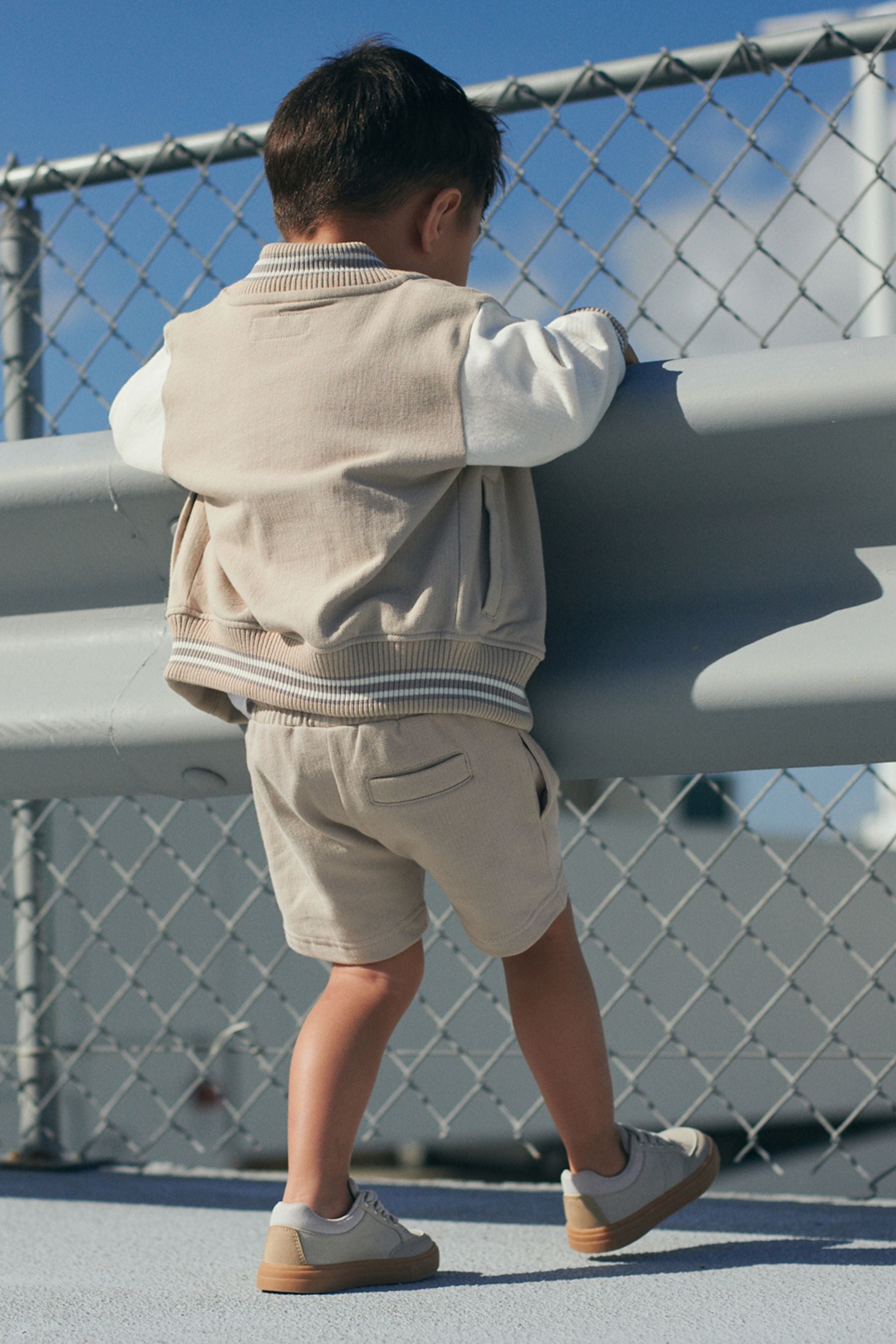 Cream/White Letterman Jacket and Short Set (3mths-7yrs)