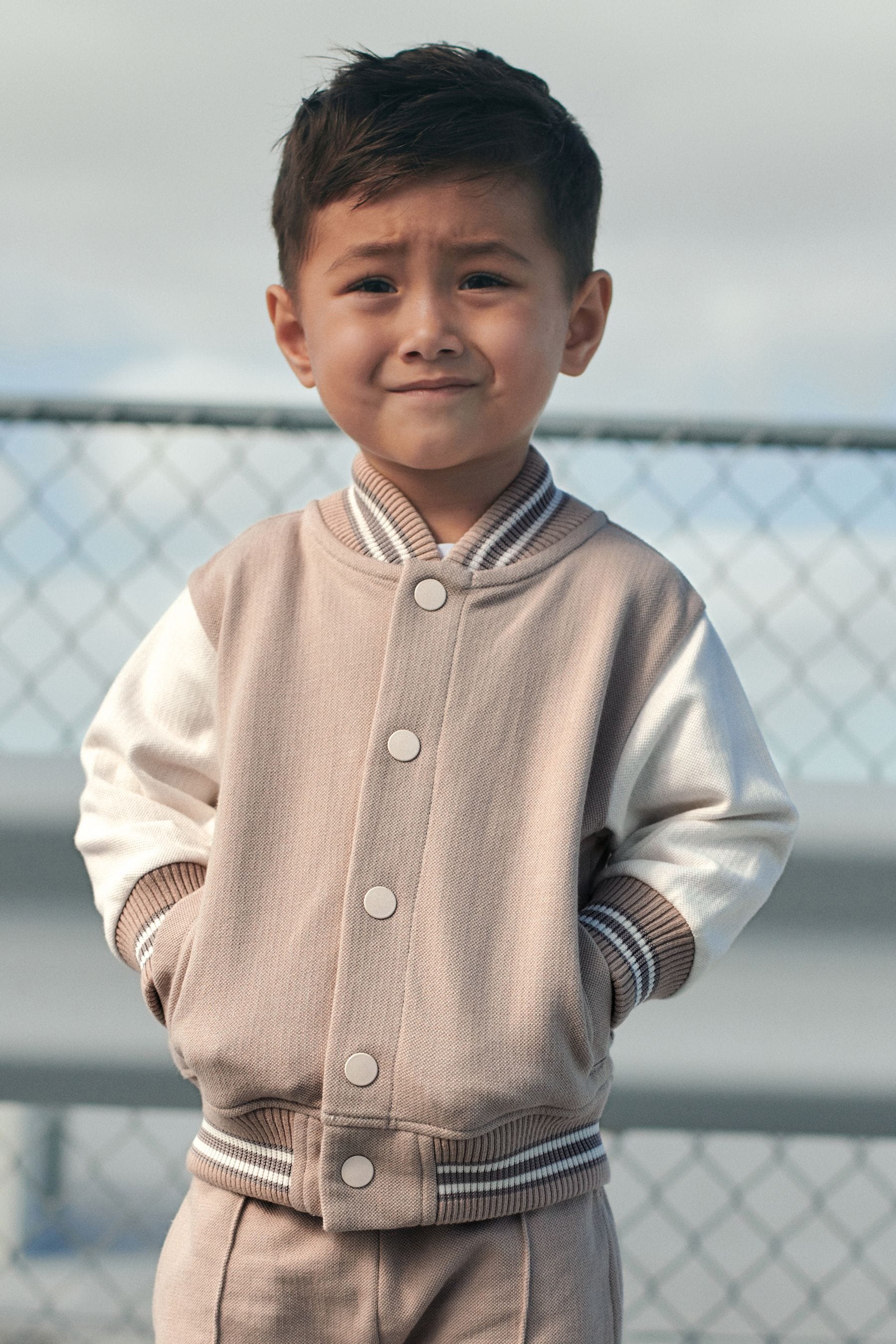 Cream/White Letterman Jacket and Short Set (3mths-7yrs)