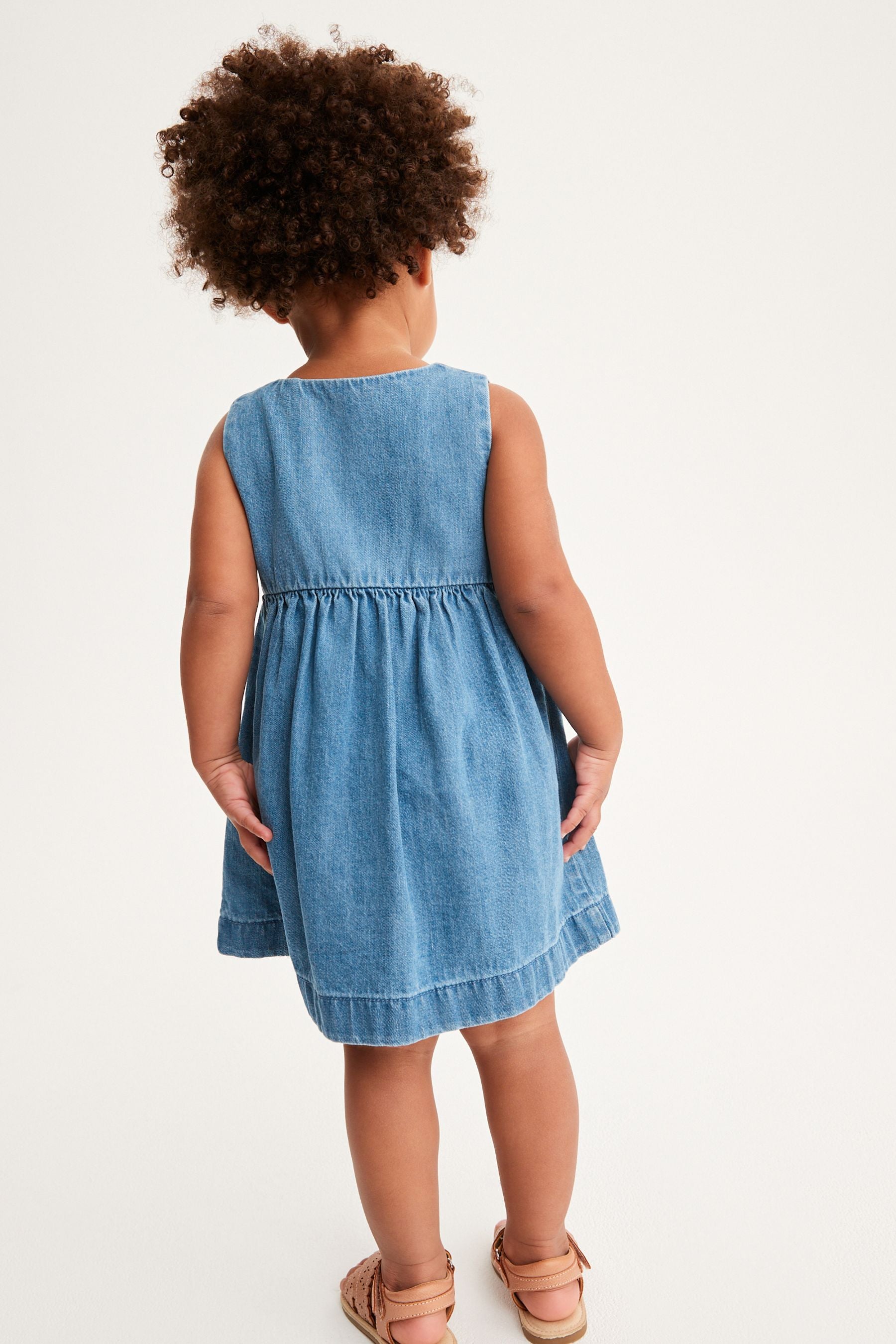 Blue Button Front Cotton Dress (3mths-8yrs)