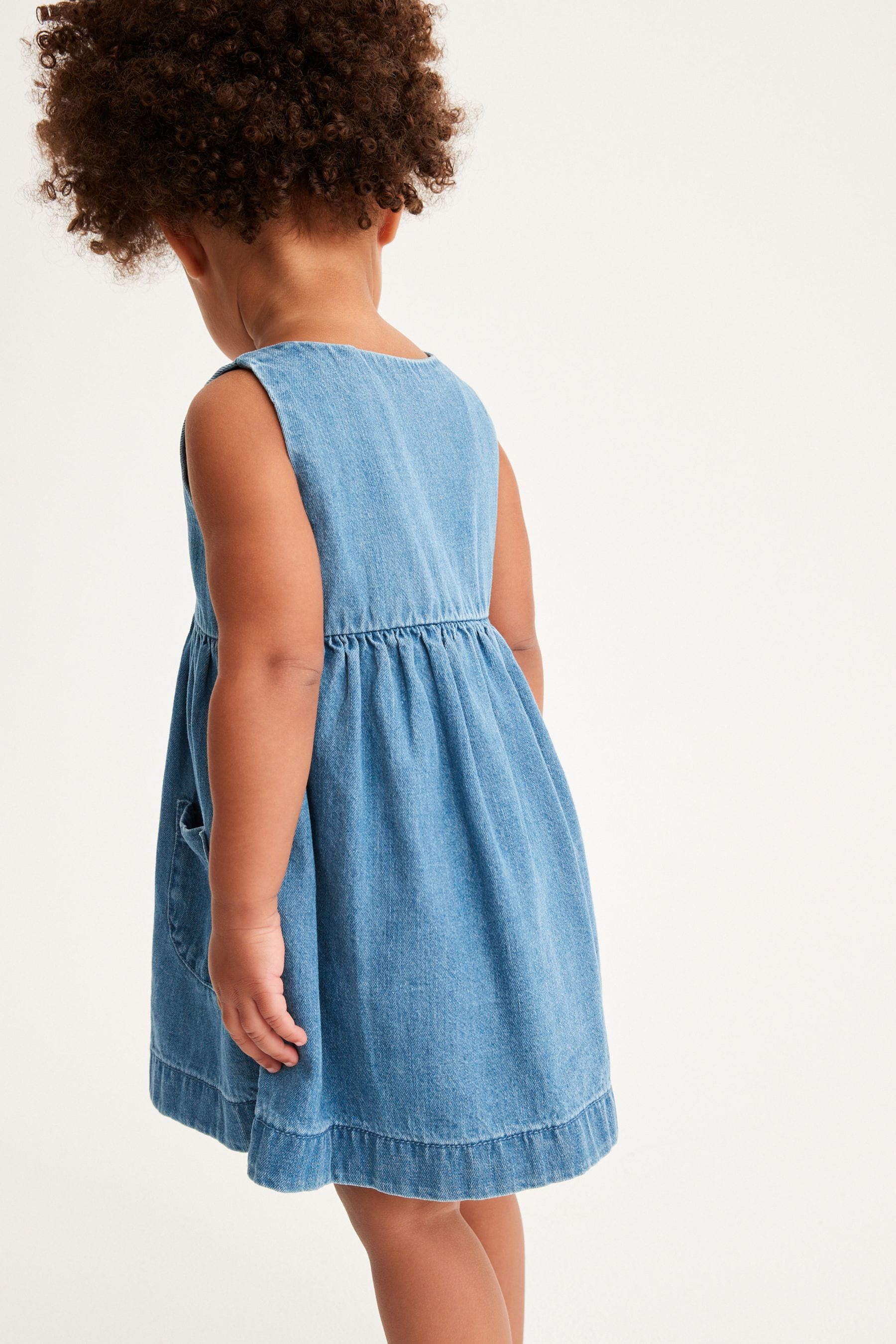 Blue Button Front Cotton Dress (3mths-8yrs)