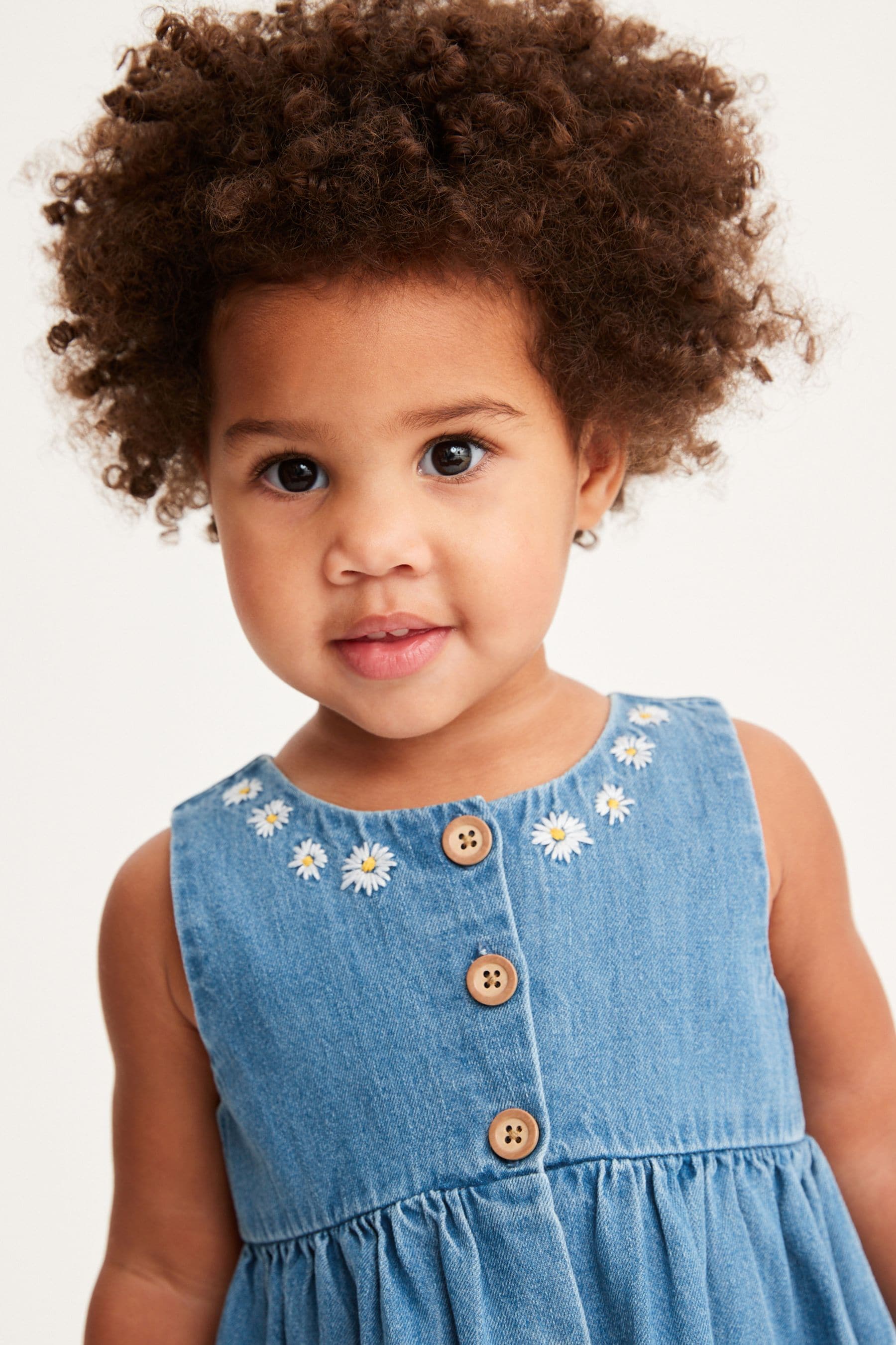 Blue Button Front Cotton Dress (3mths-8yrs)